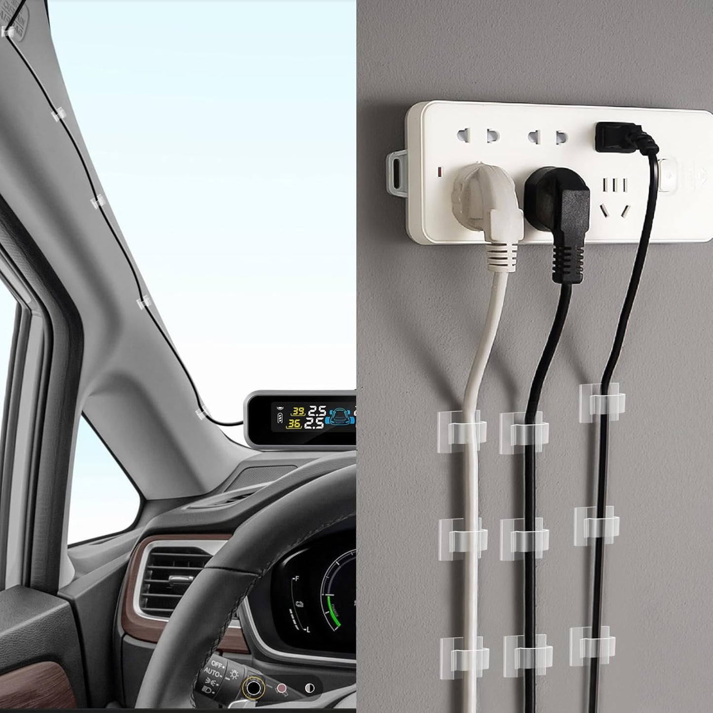 60 PCS XHF 5/8” Adhesive Cable Wire Clips Clear, Cable Staples Outdoor Cable Management Wire Organizer Cord Holder for Under Desk, Car, Wall, TV PC Ethernet Cable