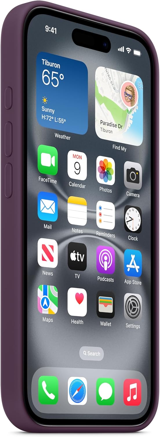 Apple iPhone 16 Silicone Case with MagSafe and Camera Control: Lightweight Phone Case, Wireless Charging Compatible, Smooth Matte Finish; Plum