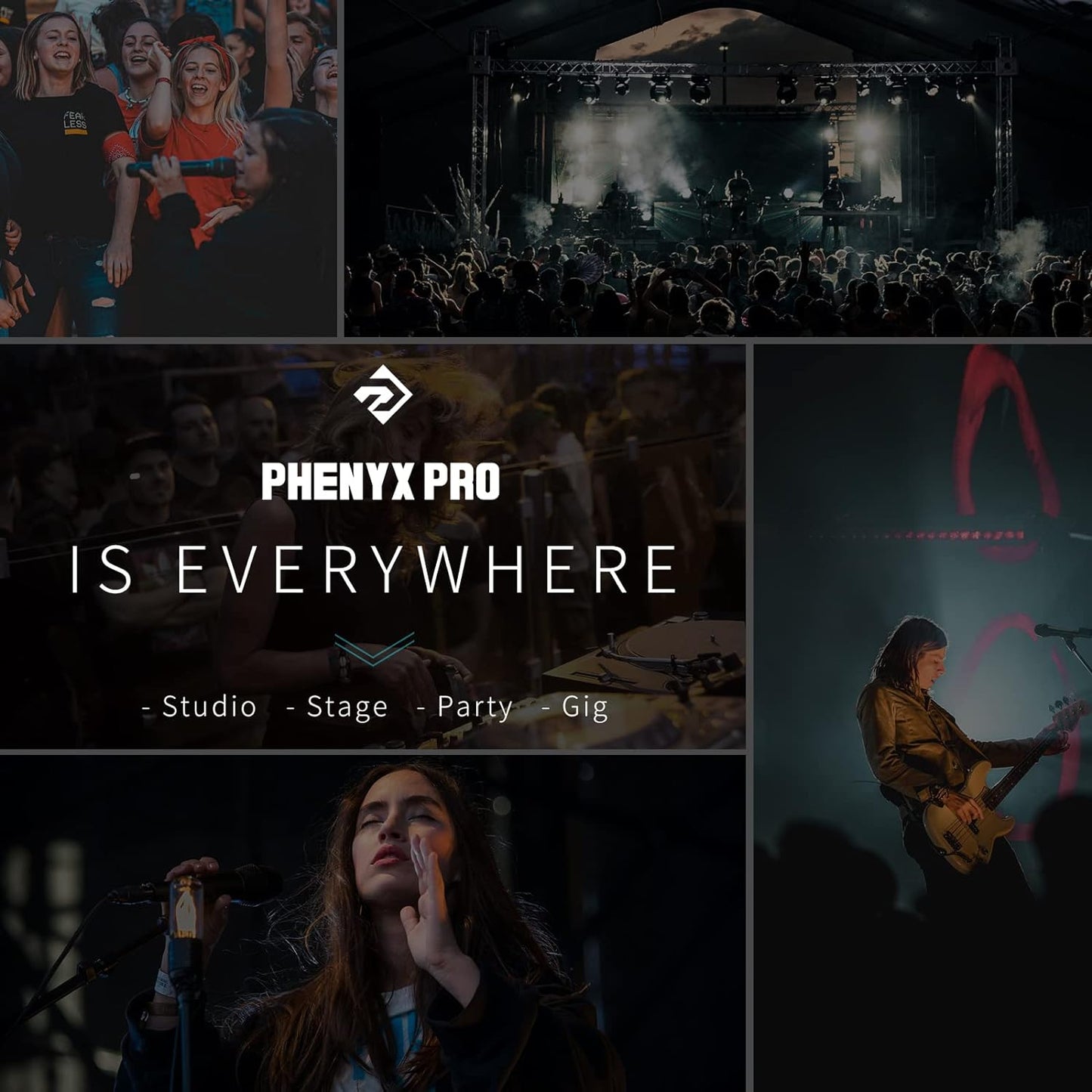 Phenyx Pro in Ear Monitor for Musicians, UHF Wireless in-Ear Monitors System, Mono 2-Channel IEM, Metal Stage Monitor w/ 2x50 Frequencies, 164ft Long Coverage, Rack Mount Kit (PTM-22, 4 Bodypacks)