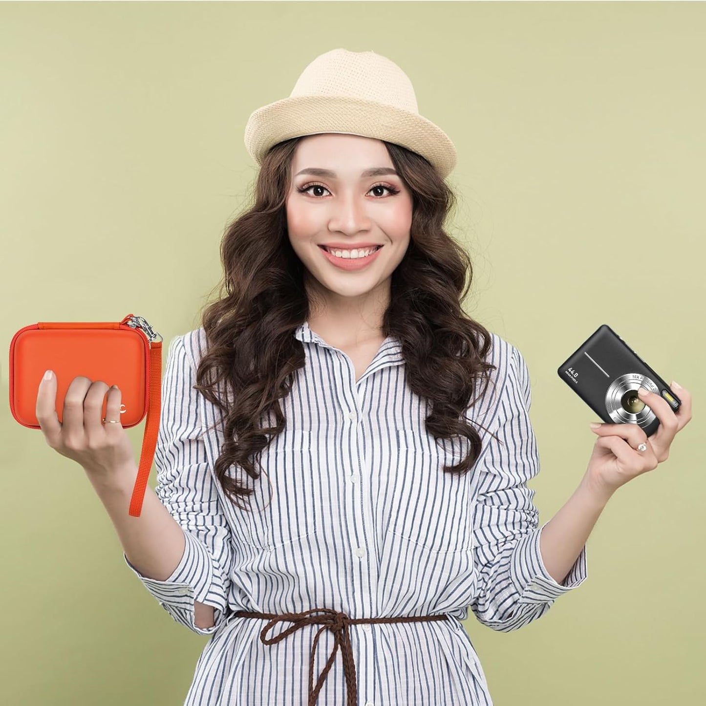 Carrying & Protective Case for Digital Camera, AbergBest 21 Mega Pixels 2.7" LCD Rechargeable HD/Kodak Pixpro/Canon PowerShot ELPH 180/190 / Sony DSCW800 / DSCW831 Cameras for Travel - Orange