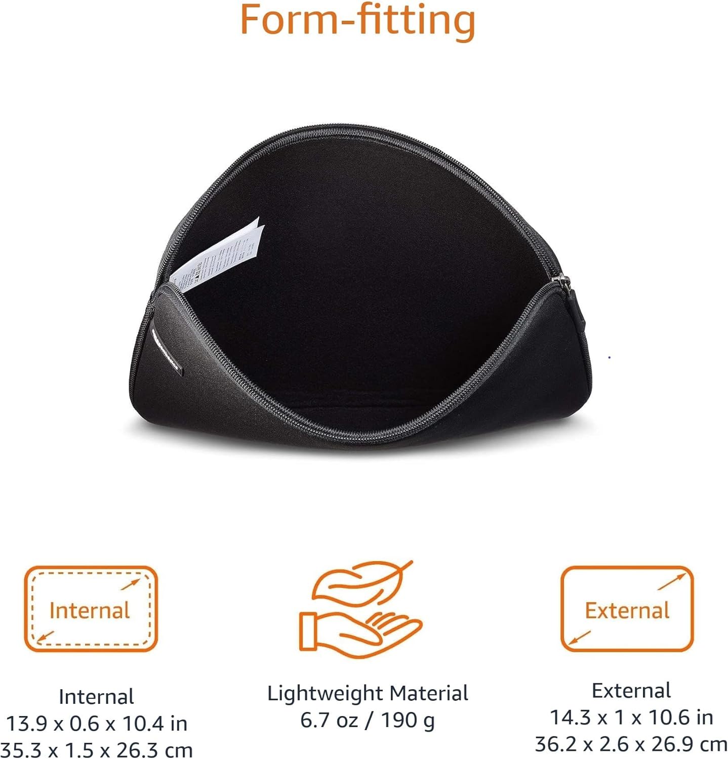 Amazon Basics 14 inch Laptop Sleeve, Compatible Protective Case with Zipper for MacBook Pro, MacBook Air - Black