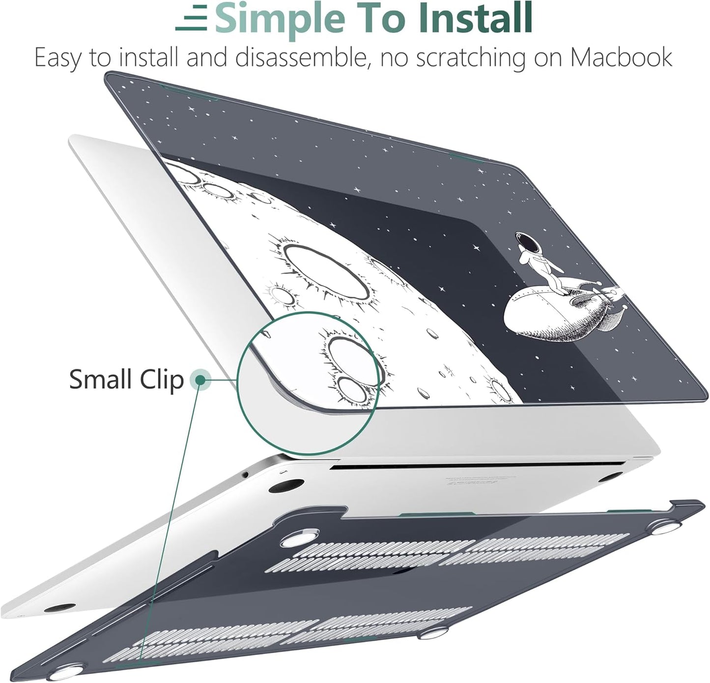TWOLSKOO Compatible with MacBook Pro 13 inch Case 2023-2016 A2338 M2/M1 A2251 A2289 A2159 A1989 A1706, Plastic Hard Shell Cover & Keyboard Skin & Screen Protector, Flying Astronauts