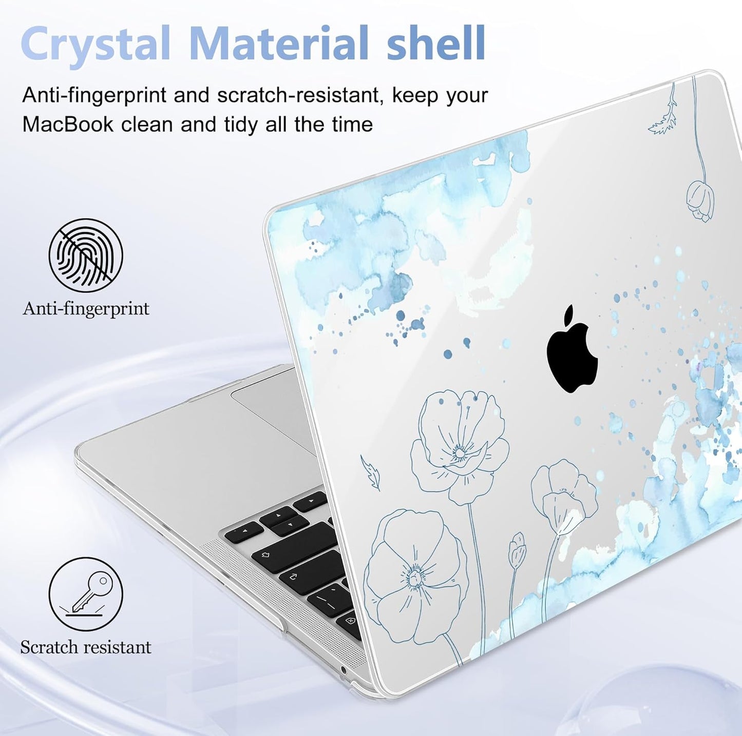 Case for MacBook Pro 13 inch with/Without Touch Bar (2016-2022, M2 A2338 M1 A2289 A2251 A2159 A1989 A1706 A1708), Hard Shell + Keyboard Cover + Dust Plug, Abstract Floral