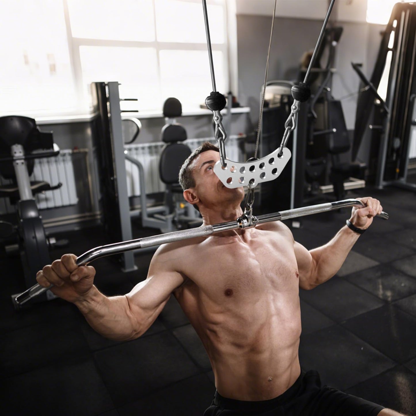 Double to Single Adaptor Plate for Cable Pulley Machines Durable Solid Stainless Steel with 3 Carabiners Suitable for Dual Cable Machines LAT Pulldown, Shoulder & Biceps Exercises