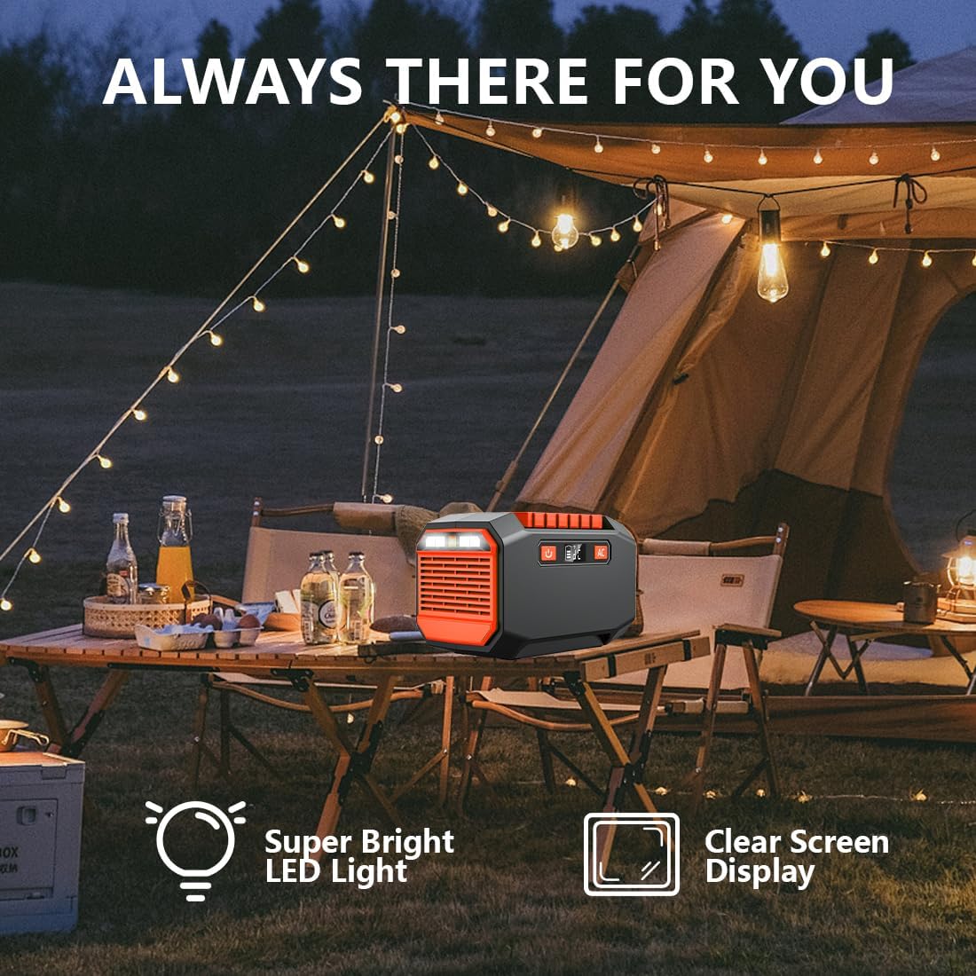 200w Power Station, Portable Solar Generator 36000mAh/133Wh with 110v AC Outlet, Lithium Battery Backup Supply Pack (solar panel not included) with LED Light, for Outdoor Camping Home