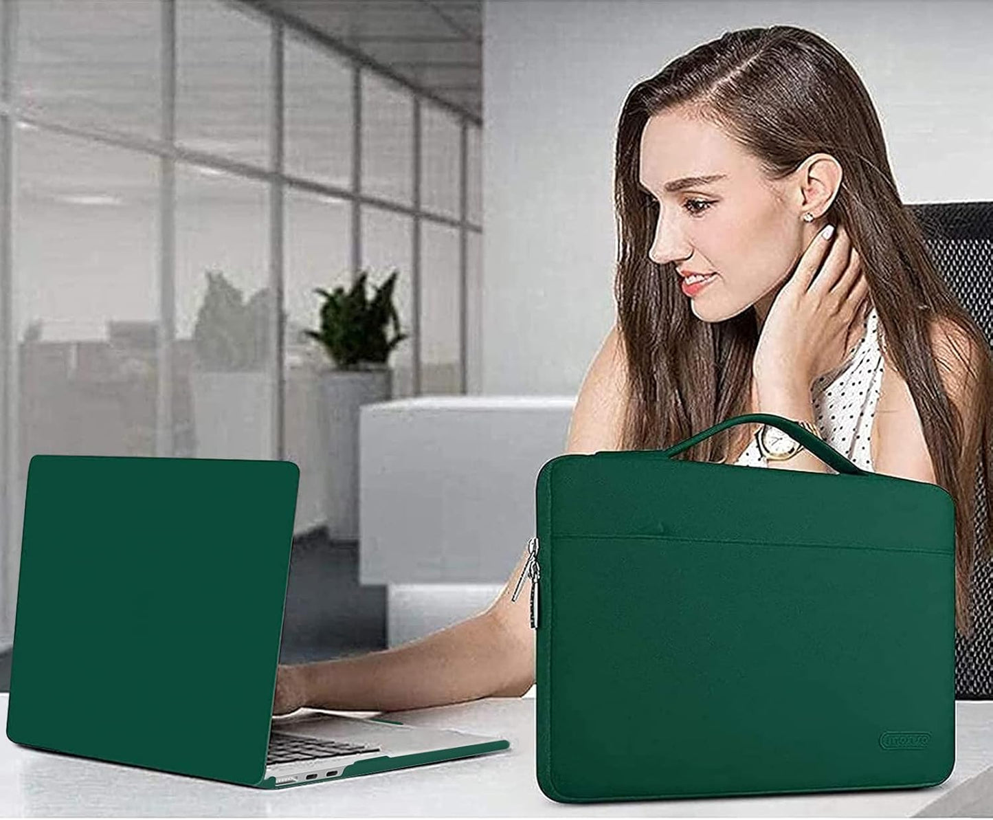 MOSISO Compatible with MacBook Air 13 inch Case 2025 2024 2023 2022 M4 A3240 M3 A3113 M2 A2681, Hard Shell&Sleeve Bag&Keyboard Skin&Webcam Cover&Screen Film for MacBook Air 13.6 inch, Peacock Green
