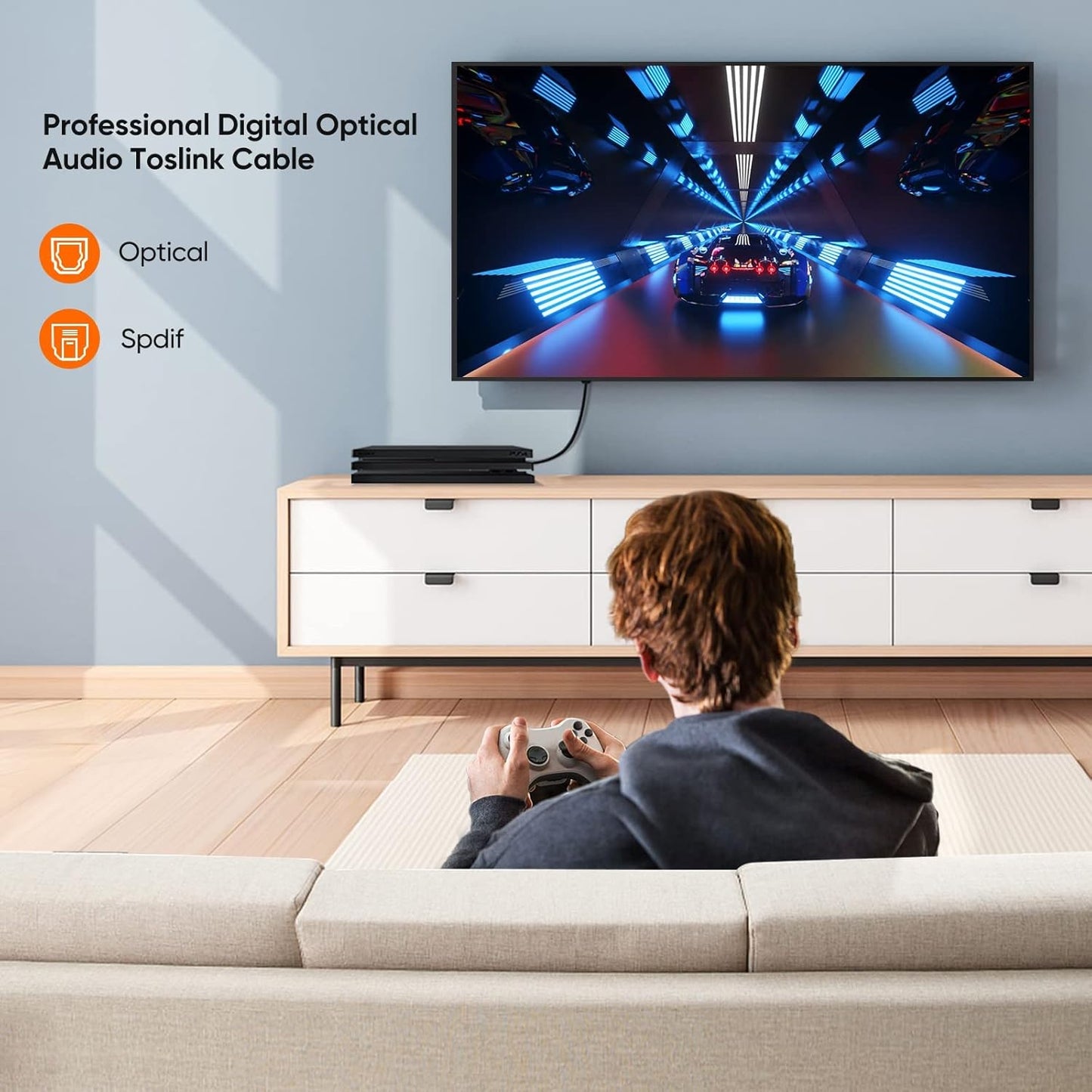 CableCreation Optical Digital Audio Cable 15FT 2-Pack, Thin Fiber Optic Toslink Gold Plated Optical S/PDIF Cord for Home Theater, Sound Bar, TV, PS4, Xbox, DVD/CD Player, Game Console& More, Black