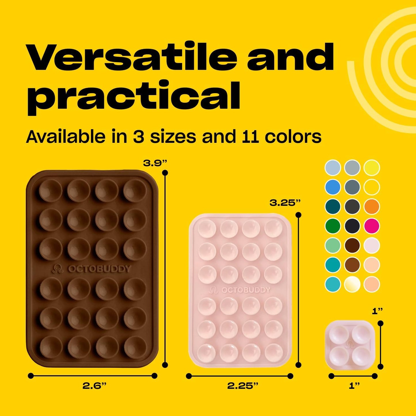 Classic MAX - Silicone Suction Phone Case Adhesive Mount - Hands-Free, Strong Grip Holder for Selfies and Videos - iPhone and Android Compatible - 2.6″ x 3.9″, Chocolate