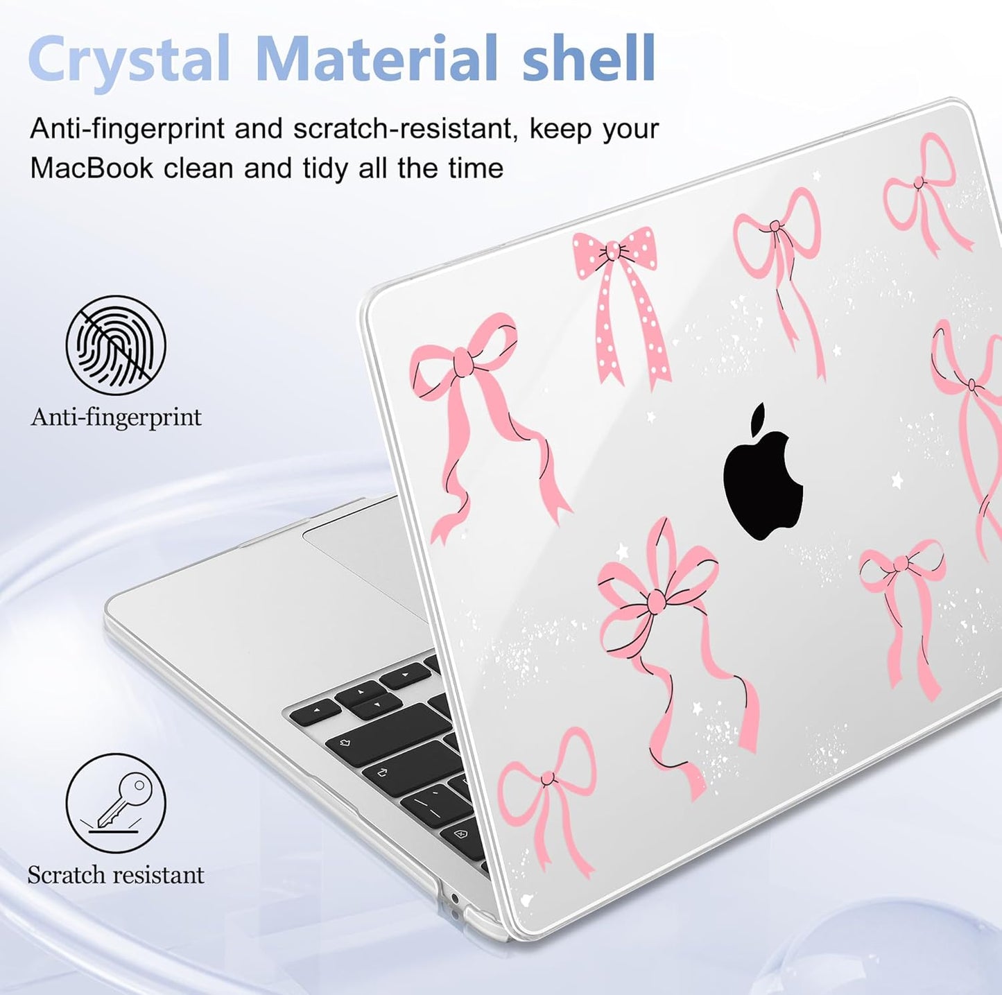 Case for MacBook Air 15 Inch 2025 2024 2023 Release M4 A3241 M3 A3114 M2 A2941, Hard Shell with Screen Protector & Keyboard Cover, Compatible with Touch ID, Star Bow