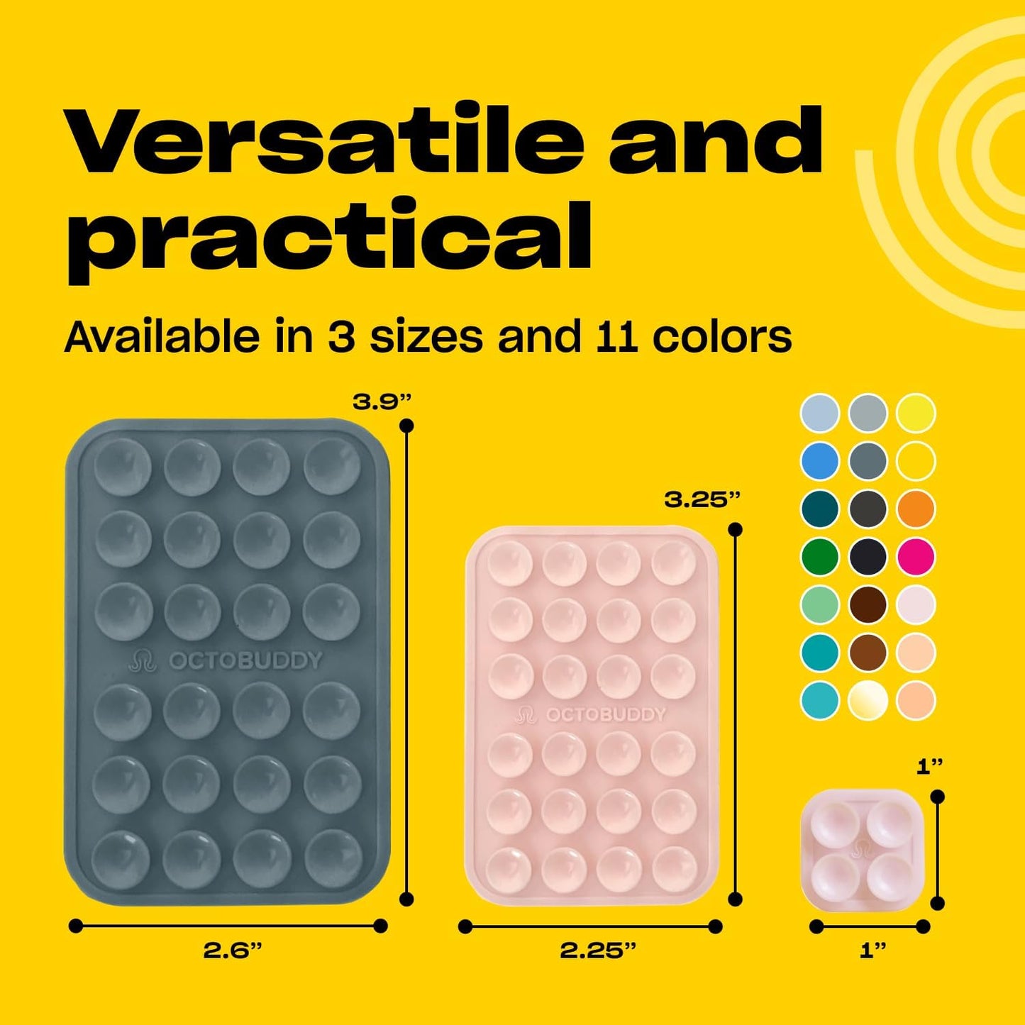 Classic MAX - Silicone Suction Phone Case Adhesive Mount - Hands-Free, Strong Grip Holder for Selfies and Videos - iPhone and Android Compatible - 2.6″ x 3.9″, Shade Gray