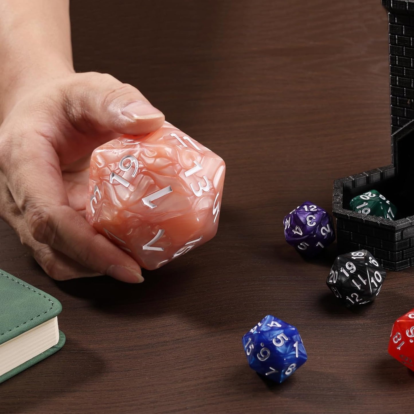 20 Sided DND Dice,D20 Giant Polyhedral Dice,55mm Titan Large Pearl Color D20 Dice,20 Sided Cube D&D Dice Set for Dungeons and Dragons, RPG, MTG Table Games(Beige Pearl)