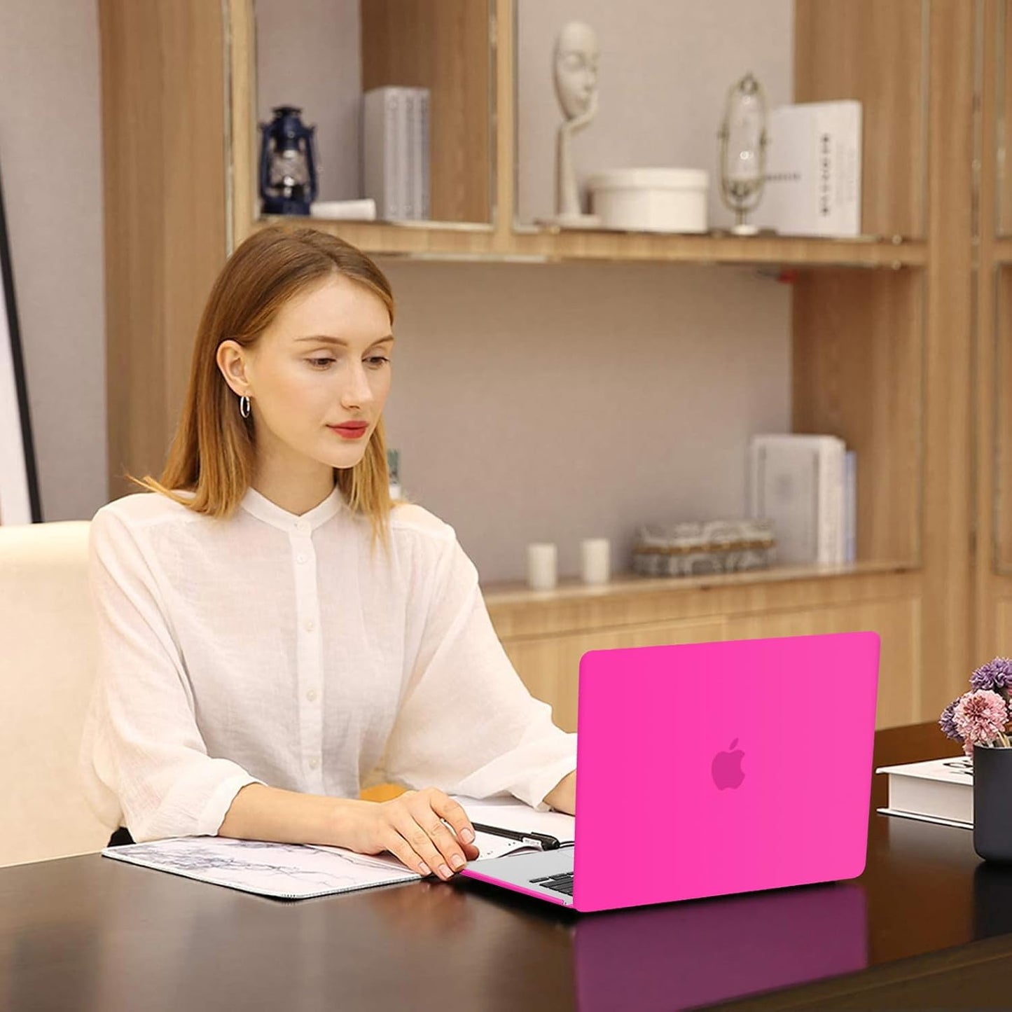 MOSISO Compatible with MacBook Air 13 inch Case 2025 2024 2023 2022 M4 A3240 M3 A3113 M2 A2681, Plastic Hard Shell&Keyboard Cover&Screen Film&Type C for MacBook Air 13.6 inch Case, Bright Rose