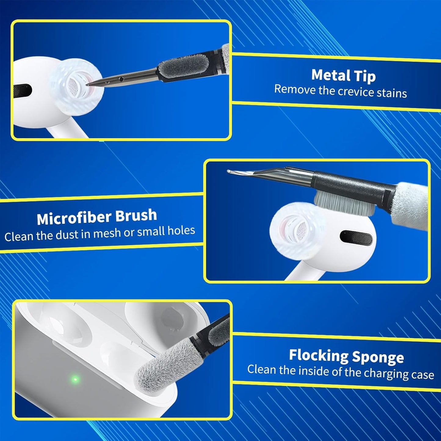 4 Pair Compatible with AirPods Pro 2nd/1st Generation Replacement Ear Tips,with Noise Reduction Hole & Built-in dust Guard Screen,for USB-C Charging Case with Cleaner kit -(4 Sizes XS/S/M/L)