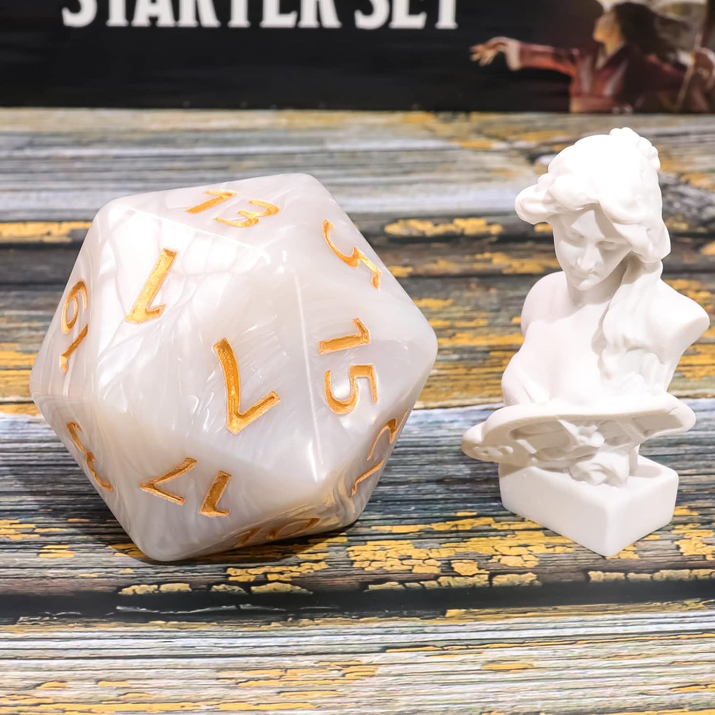 20 Sided DND Dice,D20 Giant Polyhedral Dice,55mm Titan Large Pearl Color D20 Dice,20 Sided Cube D&D Dice Set for Dungeons and Dragons, RPG, MTG Table Games(White Pearl)