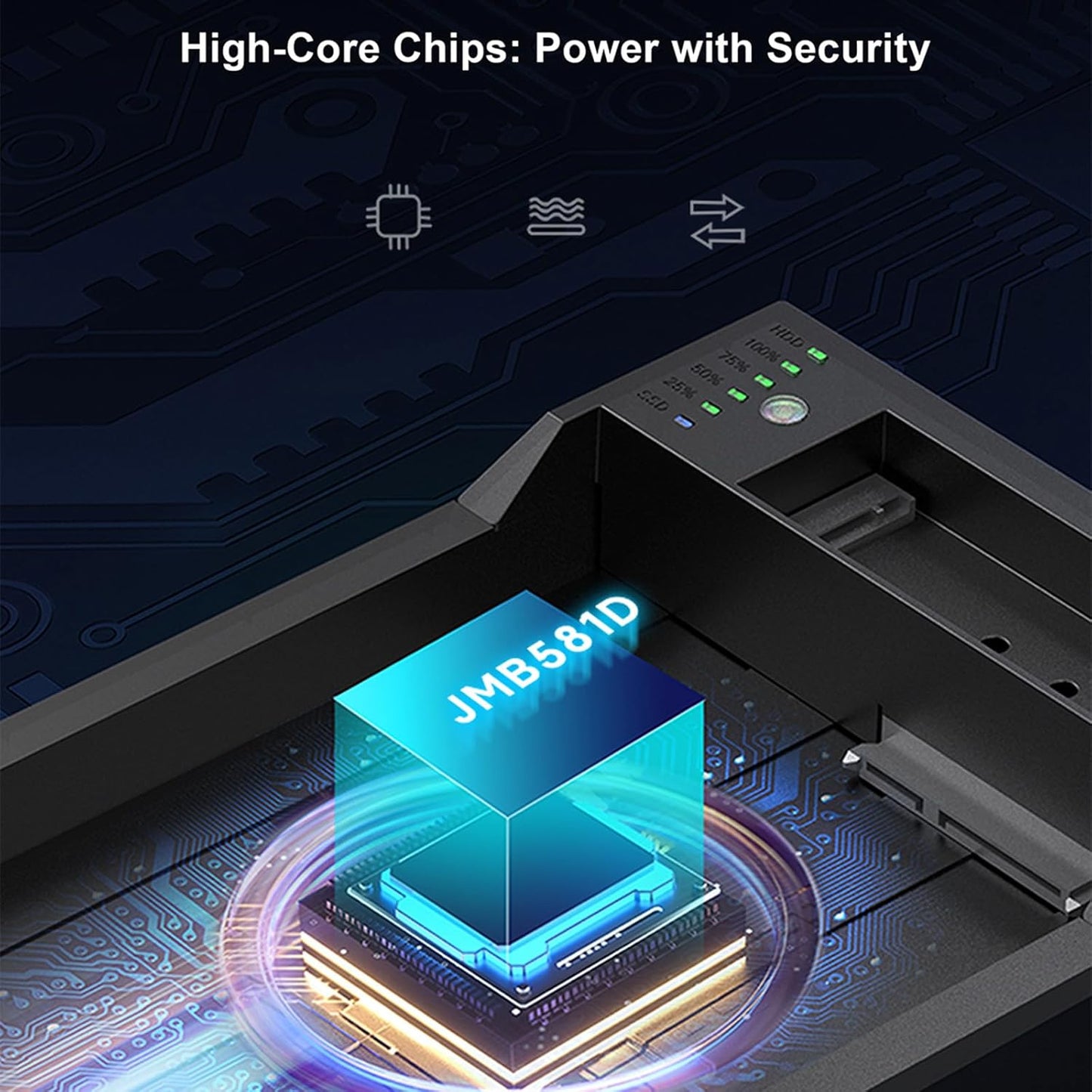 Dual-Bay Docking Station M.2 NVME & SATA SSD Enclosure with Offline Clone, USB-C 10Gbps, Tool-Free Design for Windows/Mac/Linux