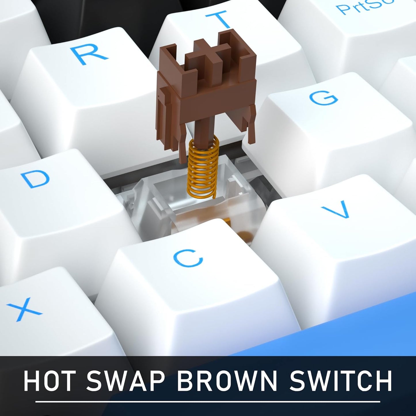 60% Mechanical Gaming Keyboard,Mixed Color Keycaps Gaming Keyboard with Brown Switches, Detachable Type-C Cable Mini Keyboard with Blue LED Light for PC/Laptop