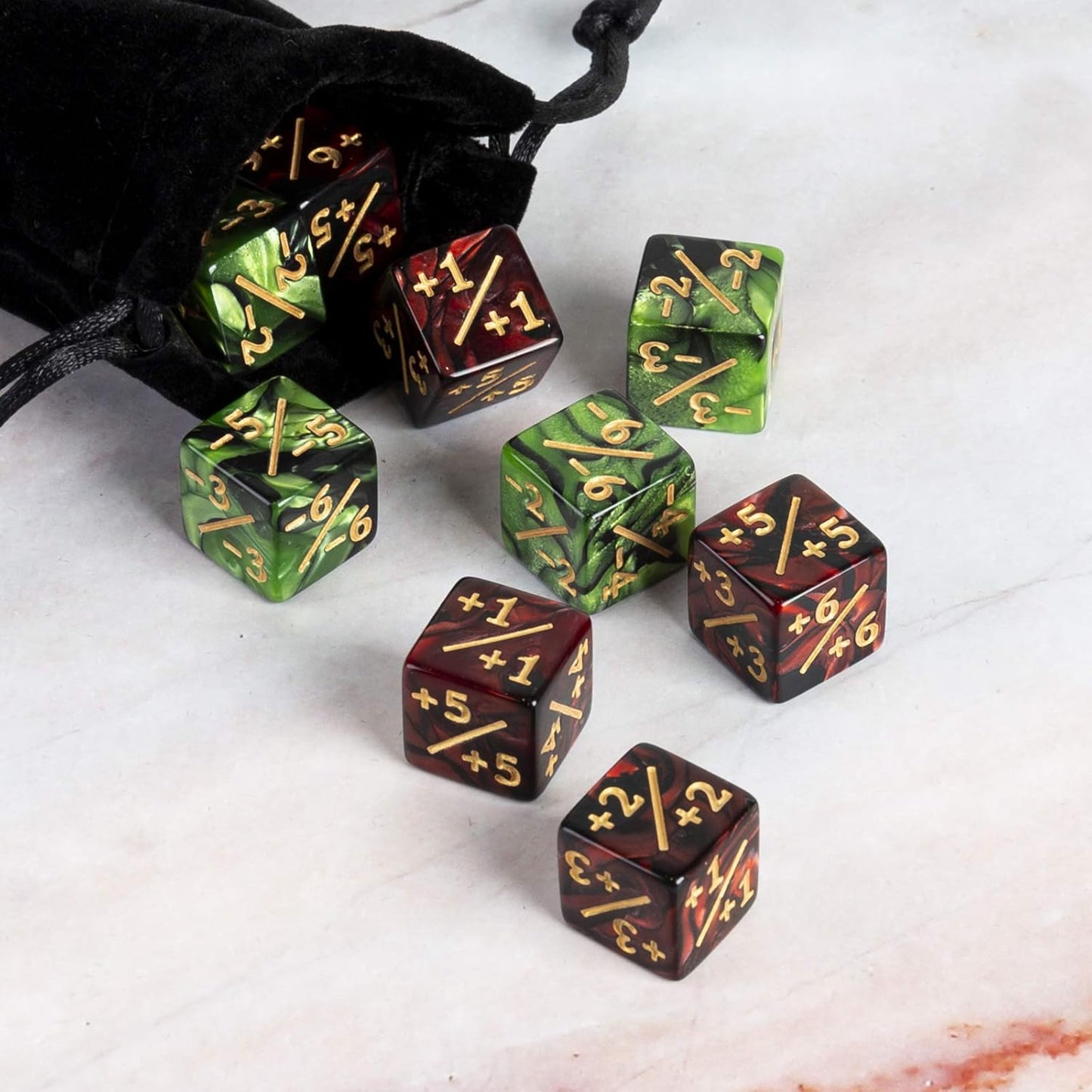 48 Pieces MTG Dice Counter Magic The Gathering Counters +1/+1 Dice Tokens Set Loyalty Life Gifts for Cards Gaming Accessories (Ruby, Emerald)