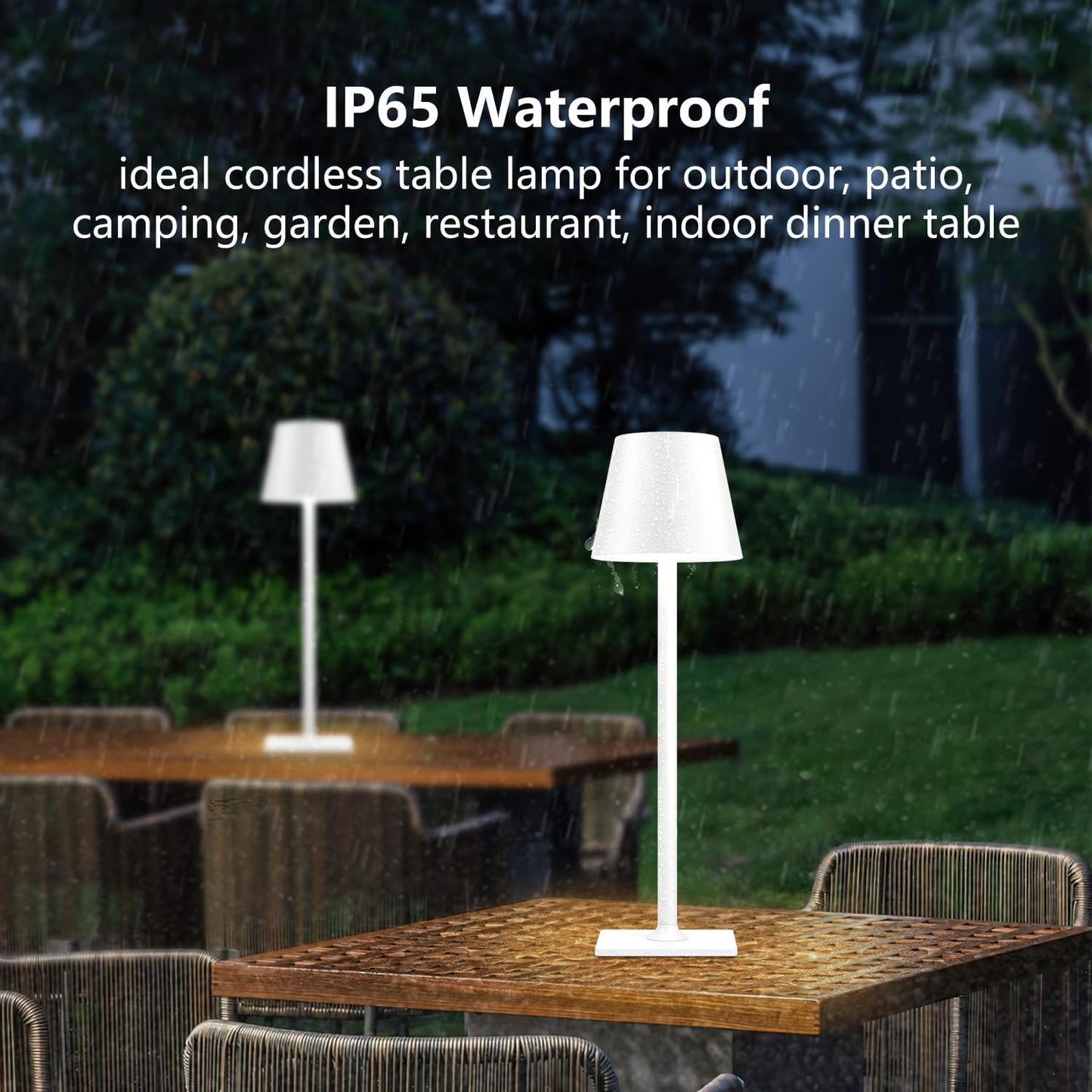 Cordless Table Lamp Rechargeable Lamps: 6000mAh Battery Operated Table Lamp Outdoor Waterproof, Touch Control, Portable Wireless Desk Lamp for Dinner/Bedroom/Restaurant (White2 Pack