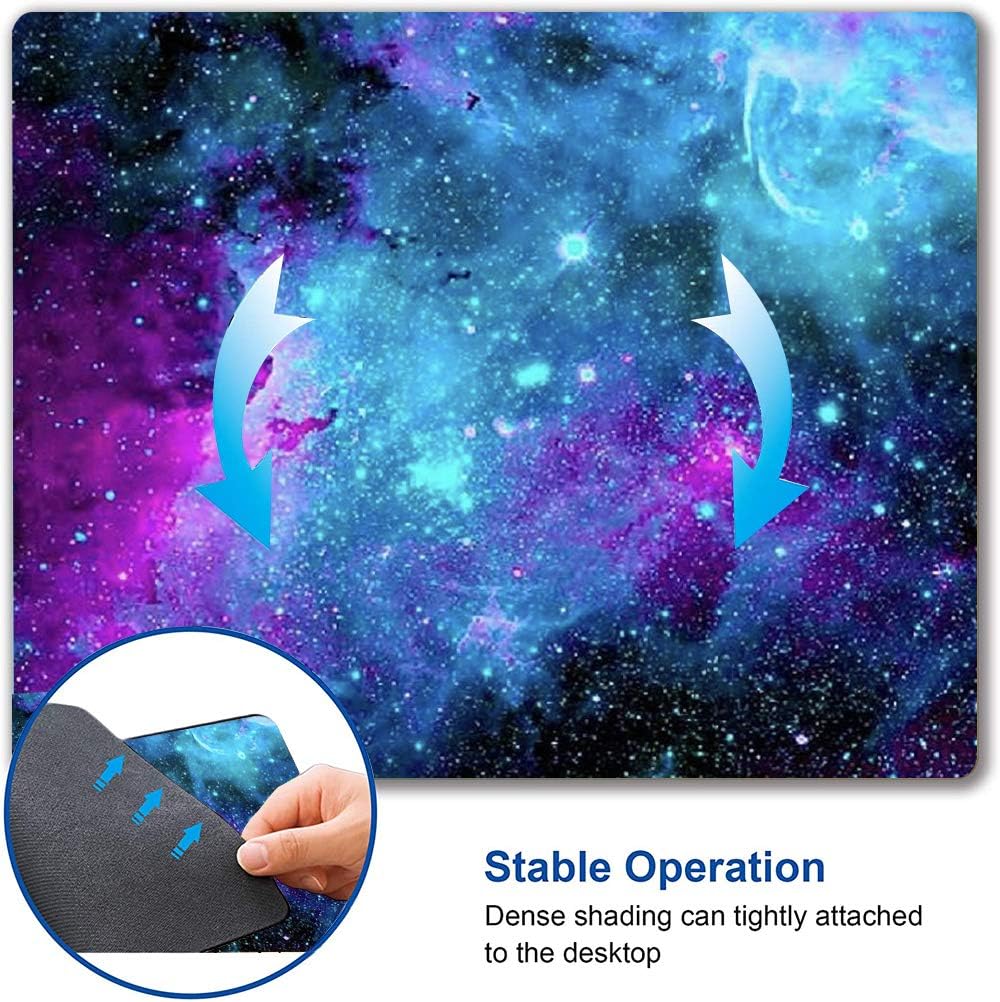 Gaming Mouse Pad,Blue Purple Galaxy Nebula Universe Space Non-Slip Rubber Base Mouse Pads For Computers Laptop Office, 9.5X7.9X0.12 Inch(240Mm X 200Mm X 3Mm)