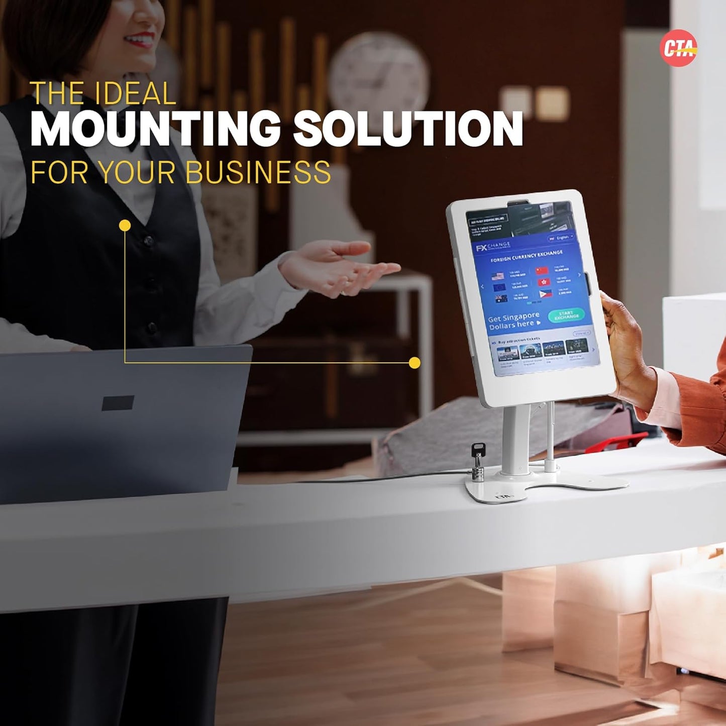 Dual Kiosk Stand – CTA Dual Security Kiosk Stand with Locking Case and Cable for iPad 11th Gen A16 11” - 10th Gen 10.9” - 11” Pro - Air 4 & 5 Gen - White (PAD-ASK109W)