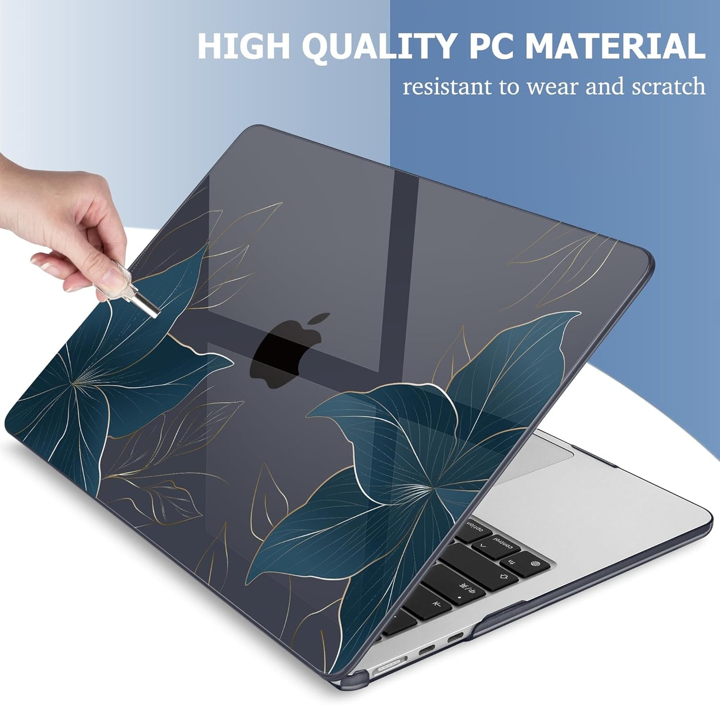 Mektron Compatible with M4 MacBook Air 15 inch Case 2025 A3241 2024 2023 M3 A3114 A2941 M2 Liquid Retina Display Touch ID, Plastic Hard Case & Keyboard Skin & Screen Protector - Floral C348