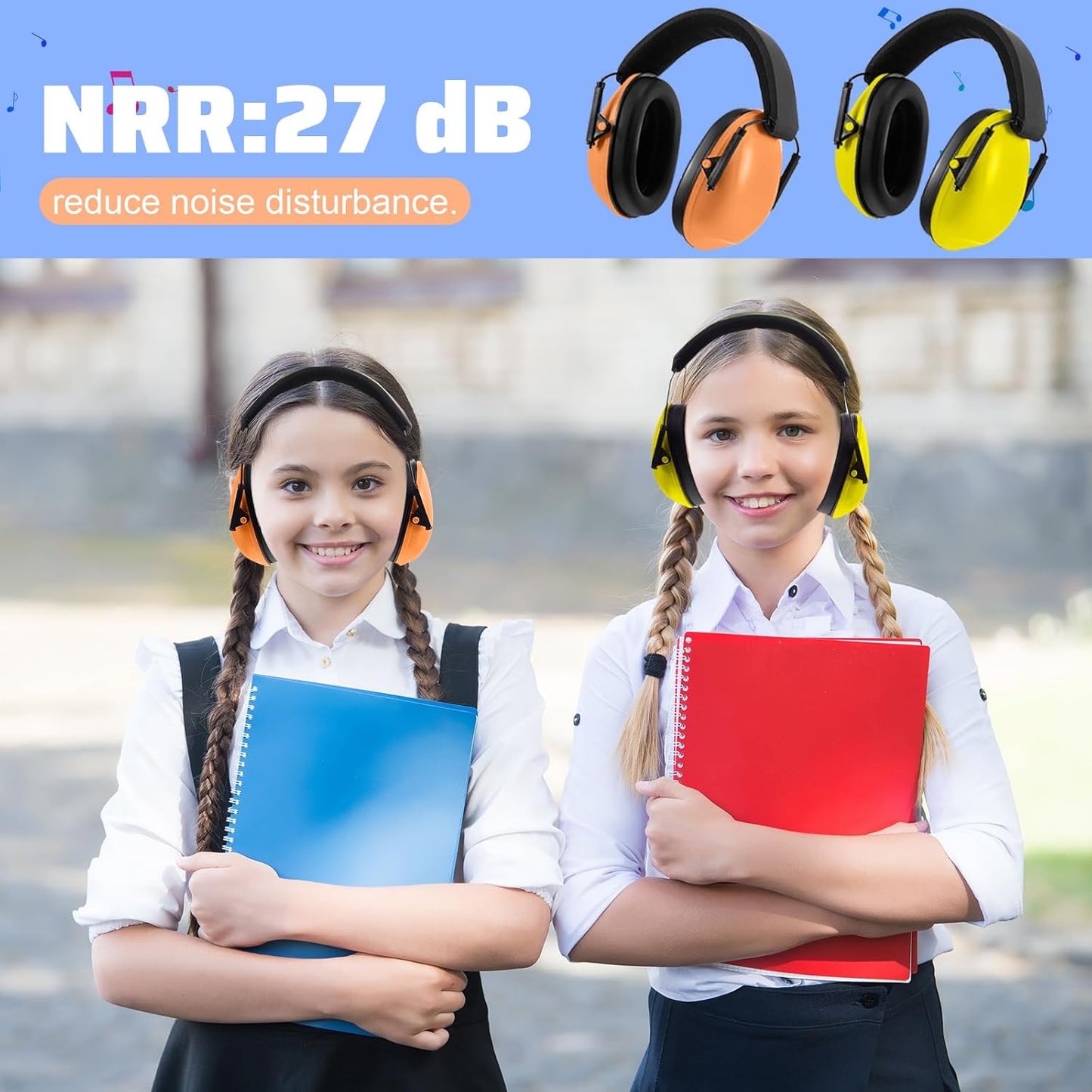 Amylove 12 Pcs Kids Ear Protection Noise Cancelling Headphones Ear Muffs Bulk 27db Adult Noise Reduction Hearing Earmuff(Universal Fit (kids & Adults),Classic Style,Rainbow Color)