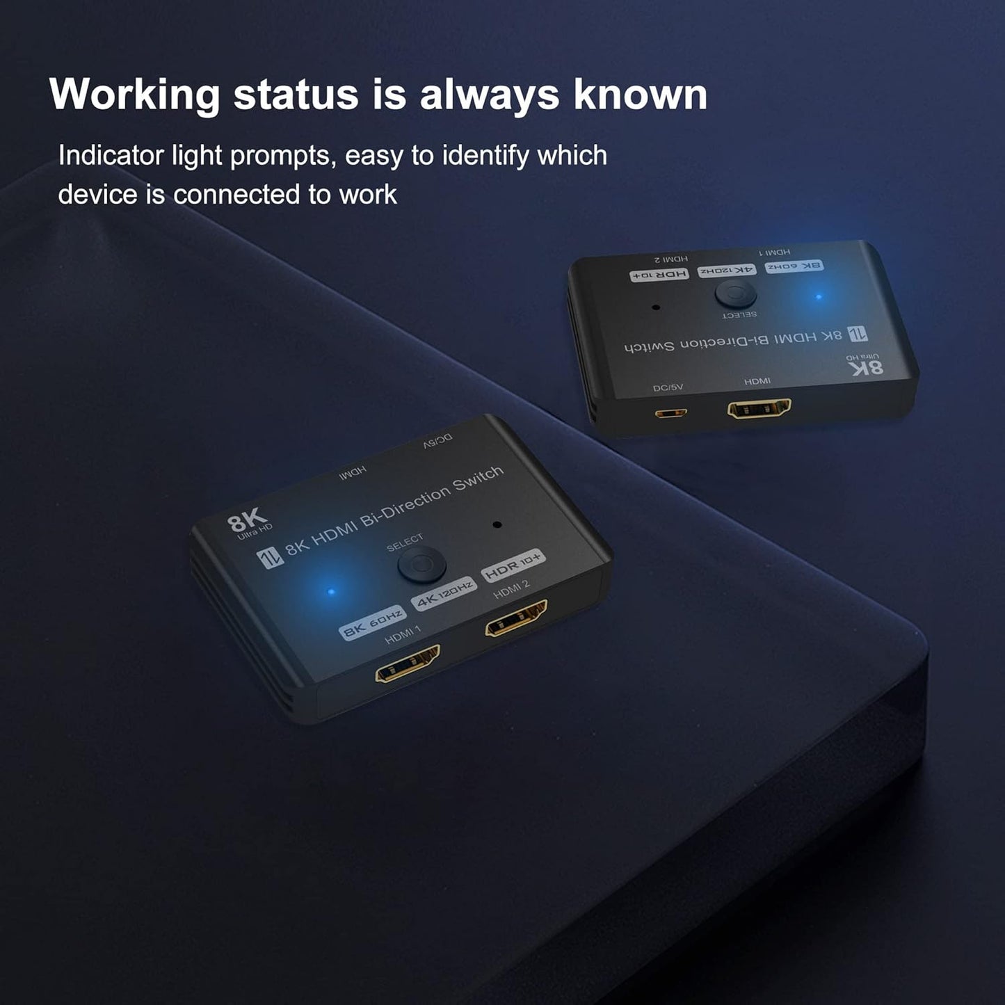 HDMI 2.1 Bi-Directional Switch Ultra HD 8K HDMI Switcher 2 in 1 Out/ 1 in 2 Out HDMI Switch Supports 8K@60Hz/ 4K@120Hz 48Gbps Compatible with Switch/Switch OLED PS5/4 Xbox Roku Apple TV Fire TV Stick