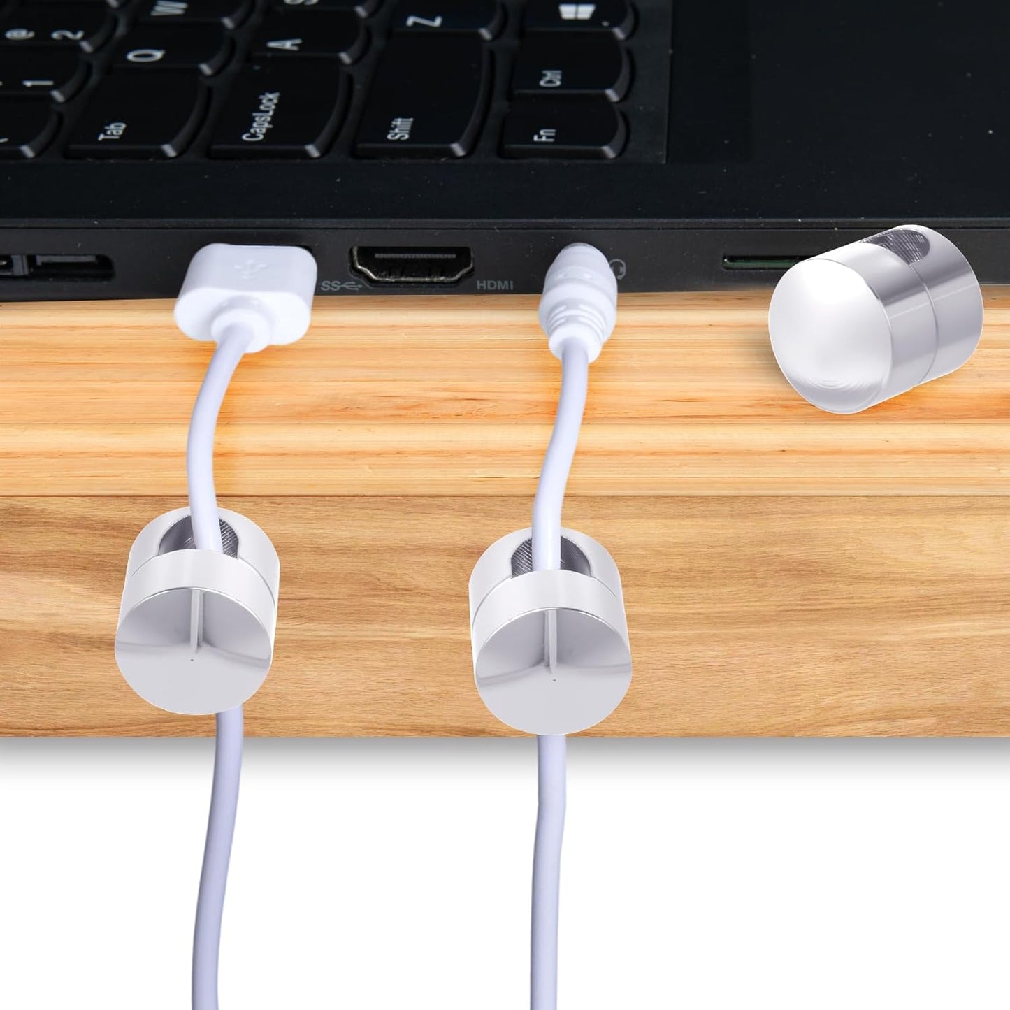 5 Sets Charger Holders for Cords, Silver Adjustable Cable Anchor Holders, Adhesive Metal Cord Clips, Cable Management Wire Organizers for Desk, Office, Nightstand