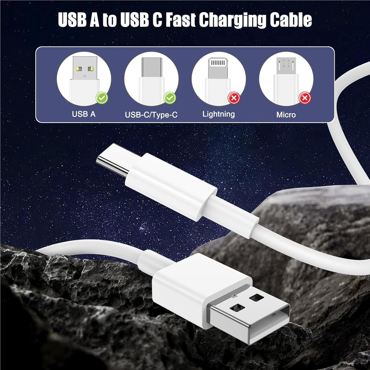 3-Pack 10FT Car Carplay Cable USB A to USB C Cable for iPhone 16 15 Pro Plus Pro Max,for iPad Pro/Air/Mini,for Samsung Galaxy S25/S24/S23,for MacBook Pro/Air and More