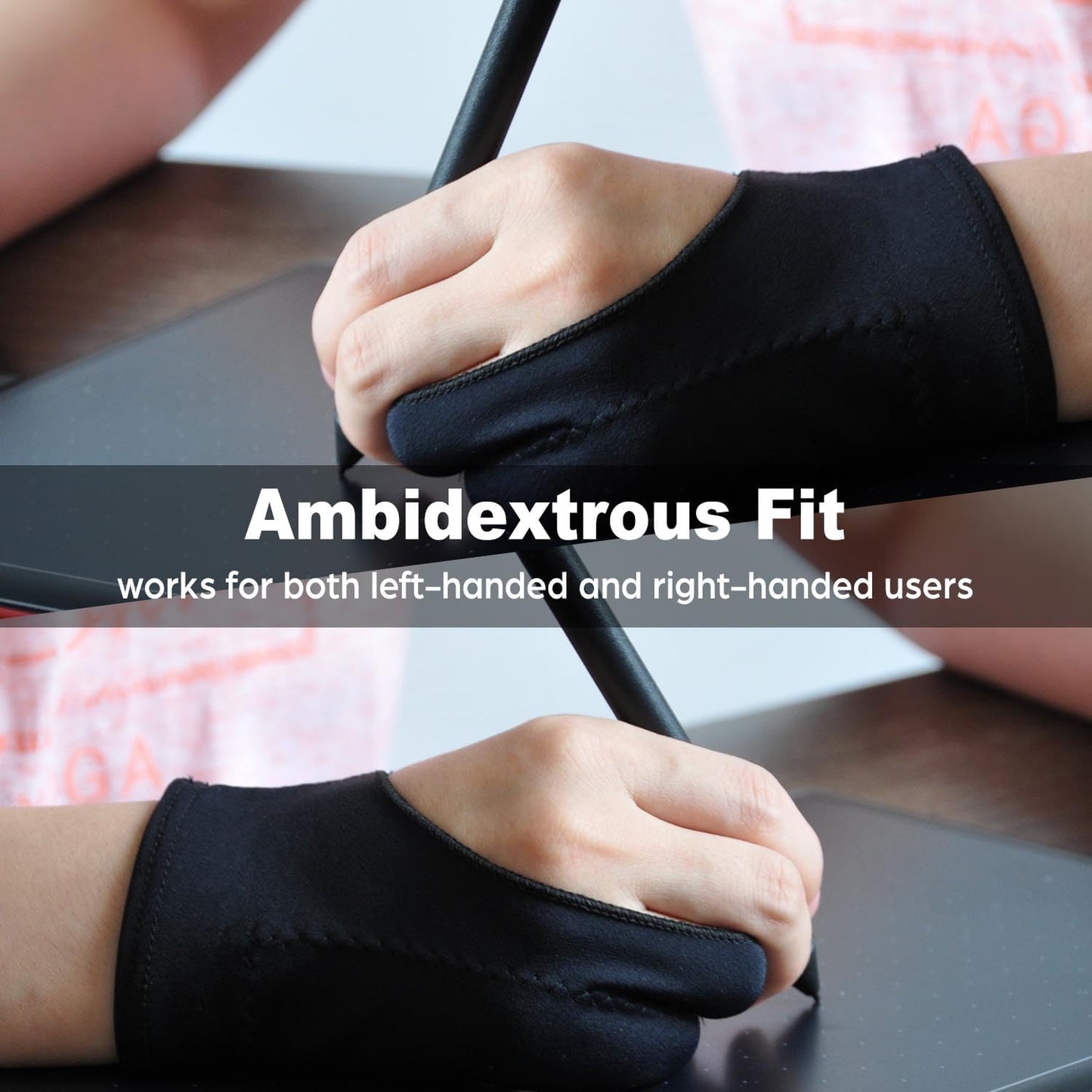 Drawing Glove, Artist Glove for Drawing Tablet, iPad, Digital Art Creation - Palm Rejection, Exposed Fingertip, Suitable for Left and Right Hand - S, Pack of 2