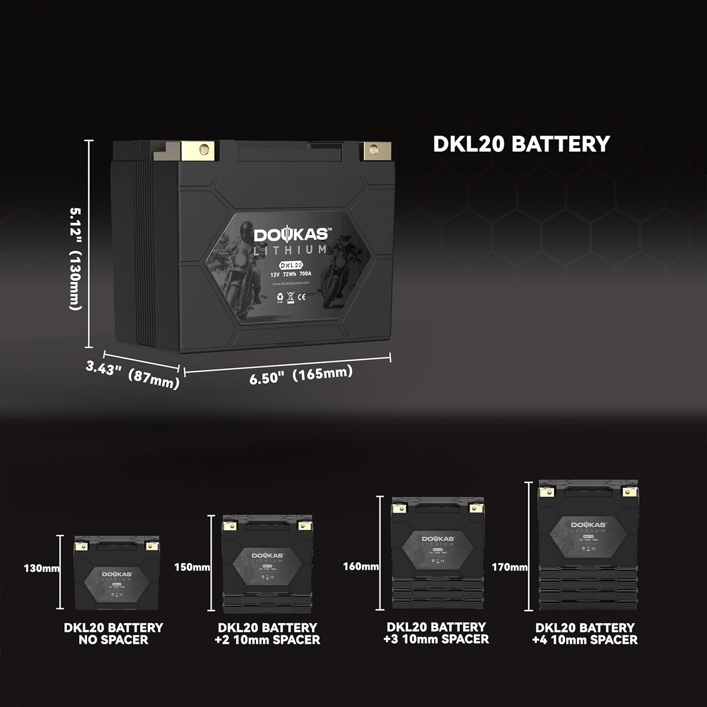 DKL20 700A LiFePO4 Motorcycle Lithium Battery, 12V 6Ah Powersports Battery, Compatible Jet Ski, Quad, Lawn Mower, Scooter, Generator Battery, Snowmobile