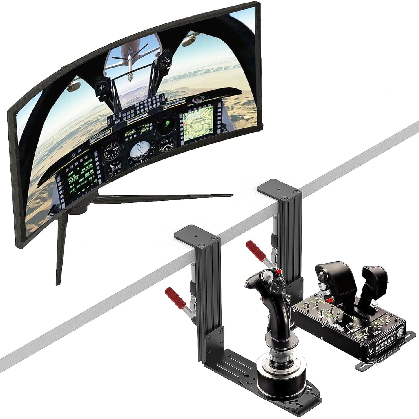 Flight Sim Hotas Desk Mount Compatible with Logitech X56,X52,X52 Pro/Thrustmaster T-Flight Hotas X,SimTask Farmstick,Sol-R2,T16000M FCS/VKB Gunfighter Mk.lll,Gladiator/Pro/Airrow/VPC Mongoos T-50