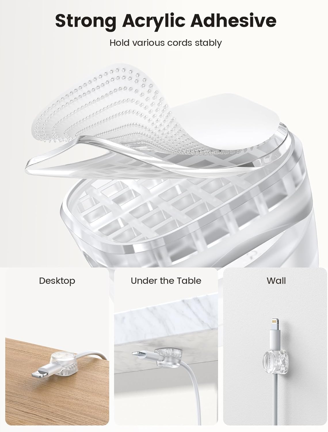 6Pack Cord Organizer, Office Desk Accessories - Lamicall Clear Cable Management Clips, Home Workspace Halloween Organization Accessories, Nightstand Desk Decor, Dorm Room Desktop Gadget Essentials