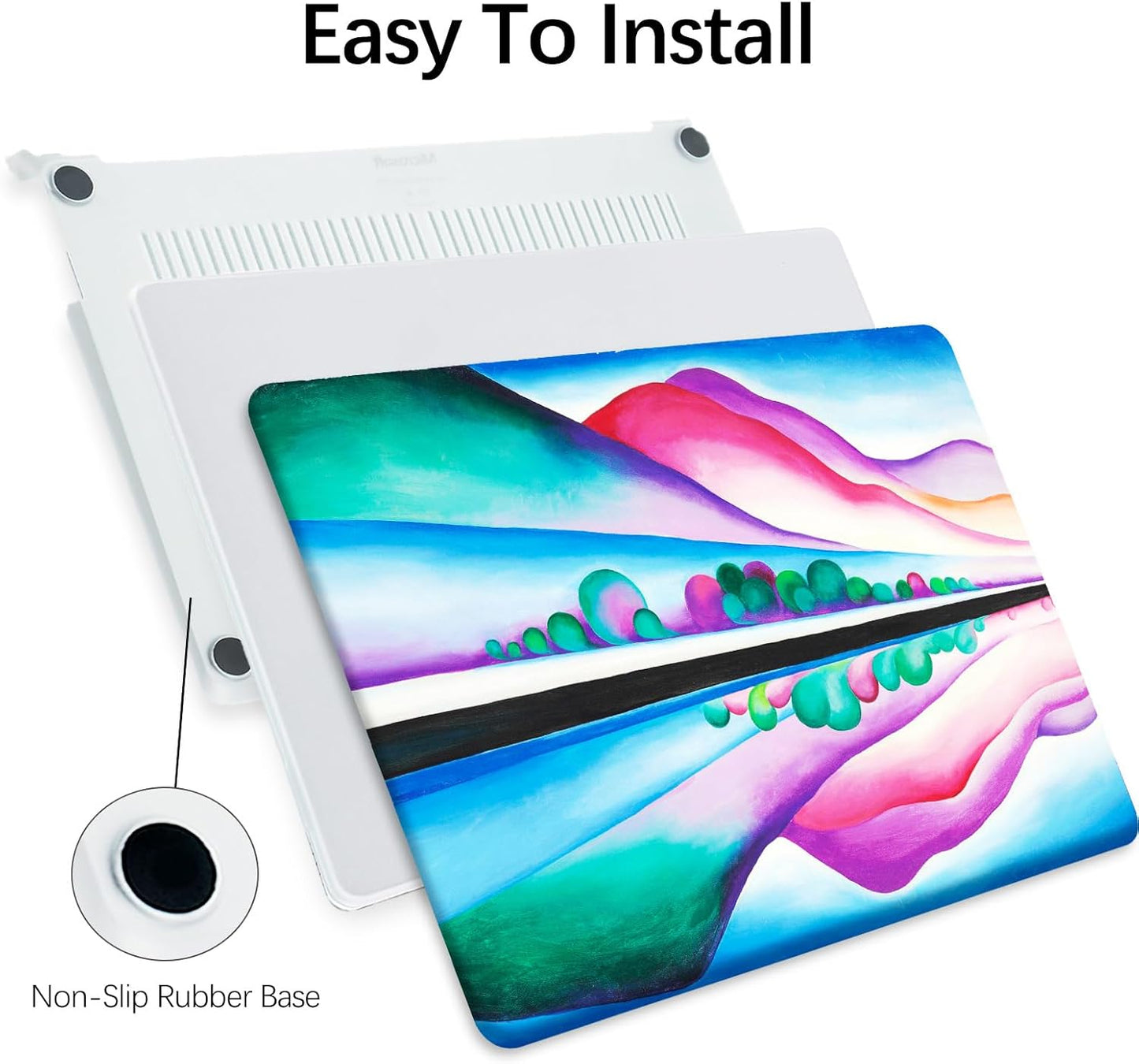 Berkin Arts Compatible with MacBook Pro 13 inch Cover, 2022, 2021, 2020-2018 Release A1708 with Keyboard Cover & Screen Protector Vivid Abstract Landscape (Lake George Reflection by O'Keeffe)