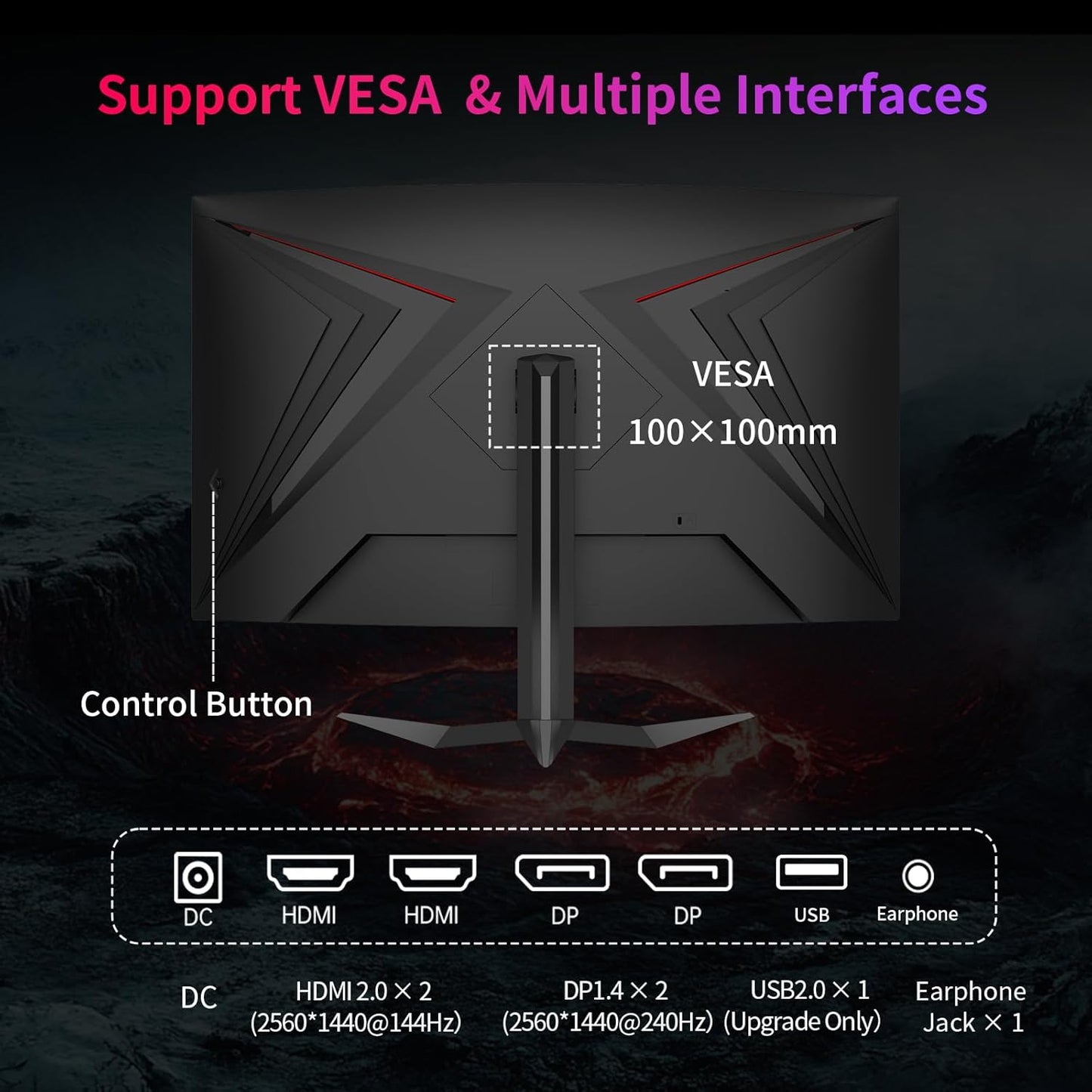 KTC 32Inch 240Hz Curved Gaming Monitor, 1000R VA, QHD(2560x1440p), 4000:1 Contrast, Support FreeSync GSync, HDMI2.0(144hz)/DP1.4(240hz)/Earphone, Tilt, Xbox PS5 Switch, 2K Computer Monitor for Gamer