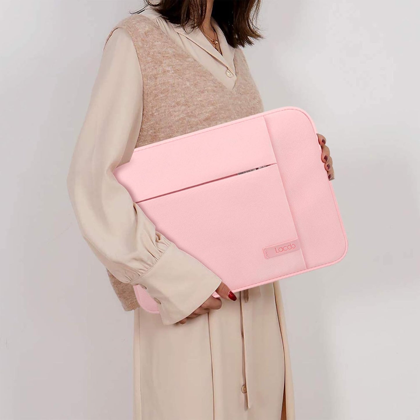 Lacdo Laptop Sleeve Case for 15 inch New MacBook Air M4 A3241 2025, M3 A3114, M2 A2941 2024-2023, 15 inch MacBook Pro A1990 A1707, Dell XPS 15 Plus Computer Case Bag with Accessory Pocket, Pink