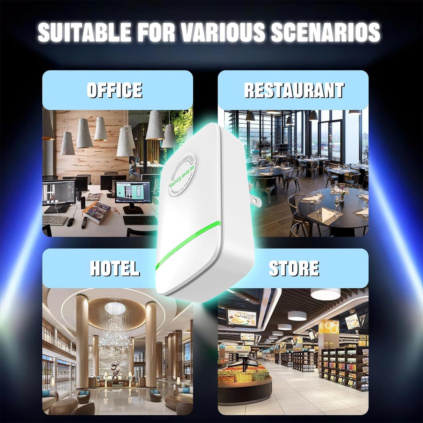 Elon-musk's Electricity Saving Box Stop Watt Stopwatt Energy Saving Device Save Energy Saving Device Energy Saving Power Strip for Home Office US Plug 90v-250v 30kw Rated Green (2PCS, Black)