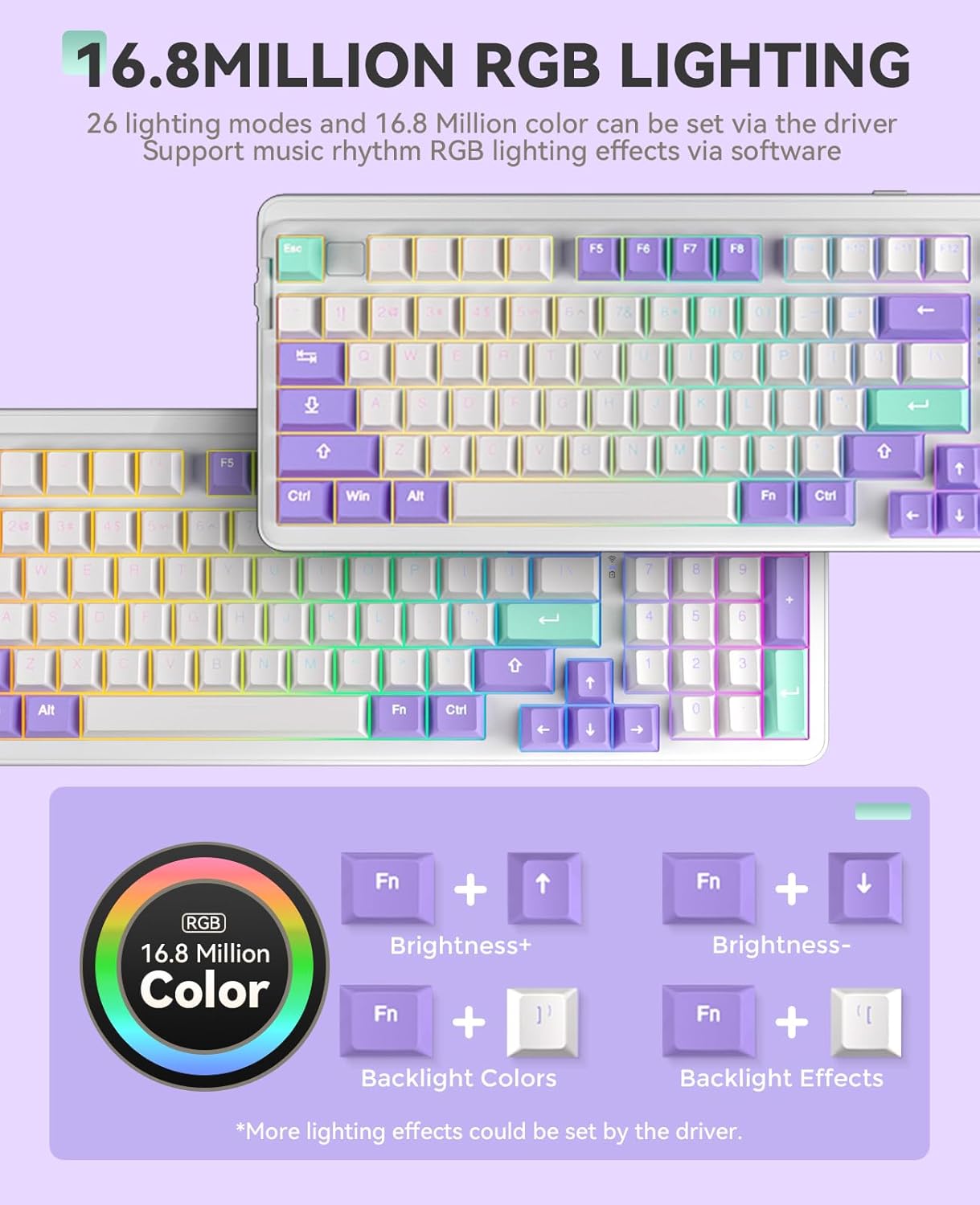 DAREU EK98pro Wireless Mechanical Keyboard, Gasket Hot Swappable Custom Structure, Creamy Pre-lubed Linear Switches, PBT Keycaps, BT5.0/2.4GHz/USB-C, RGB Backlit Gaming Keyboard for Win/Mac