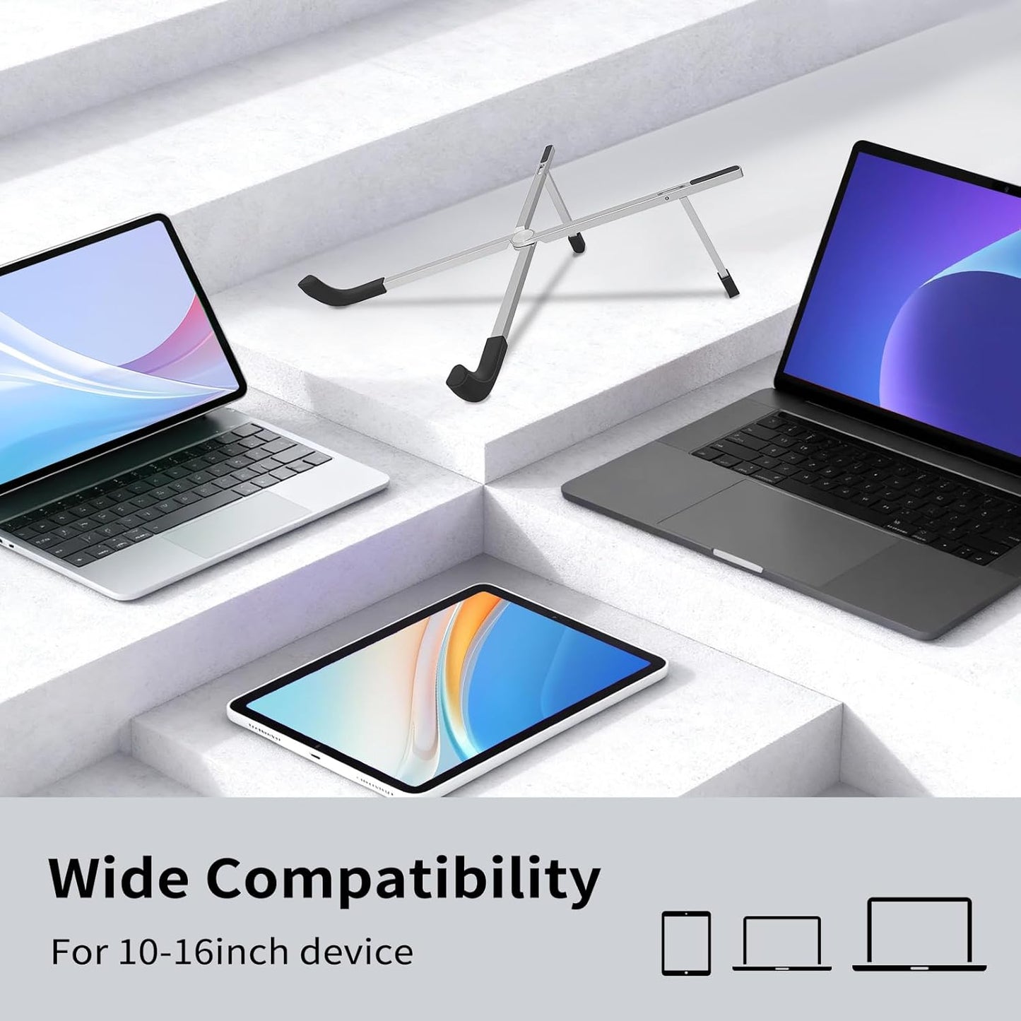 Protable Laptop Stand for Desk,Foldable Laptop Riser Holder,Ventilated Cooling Notebook Mount Computer Stand for 10-15.6” Laptops,Tablets,Aluminum