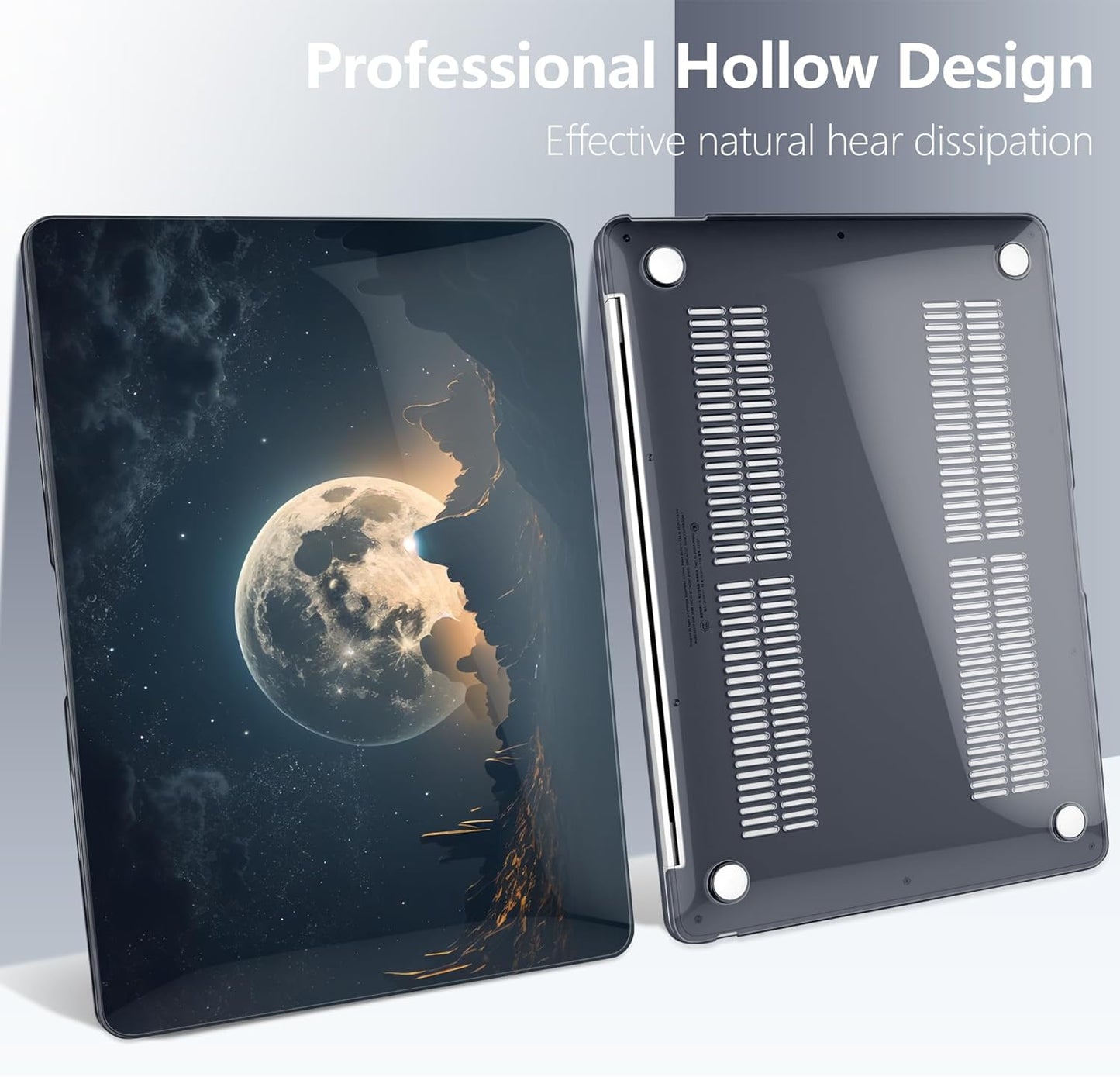 Batianda Case for M1 MacBook Air 13 Inch Model A2337 A2179 A1932 2021 2020 2019 Release,3D Painted Creative Series Design Hard Shell with Keyboard Cover & Screen Protector, Moon in Sky