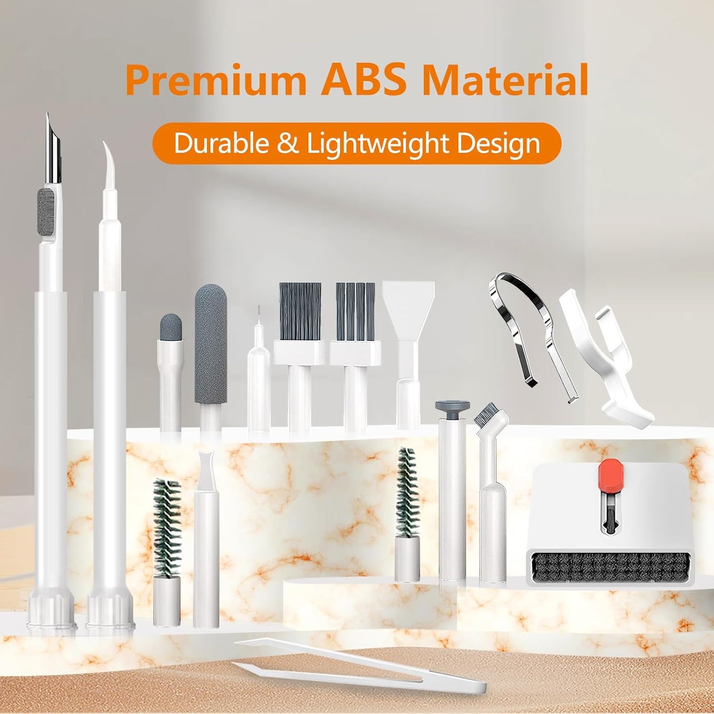 Cell Phone Cleaning Kit, iPhone Cleaning Kit for Charging Port Cleaner Keyboard Cleaning Kit for Airpods/Android/USB C/Earbuds/Laptop/iPad/Camera Lens with Stylus Pen, SIM Tool, Screen Brush (White)