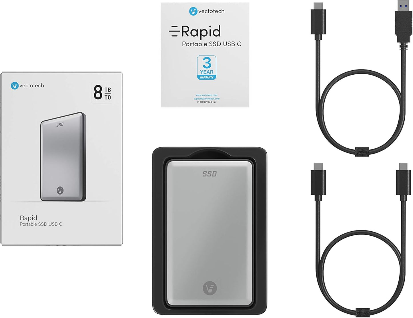 8TB External SSD USB-C Portable Solid State Drive (USB 3.1 Gen 2) | 3D NAND Flash | Rapid