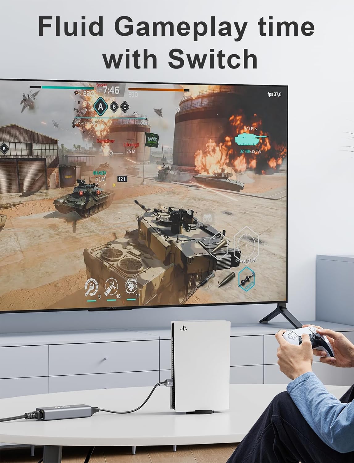 VIOY USB 3.0 to Ethernet Adapter, 10/100/1000Mbps RJ45 LAN Network Port, Drive Free USB A Ethernet Dongle Adapter for Nintendo Switch, Laptop, MacBook, Surface, PC, Windows, Linux