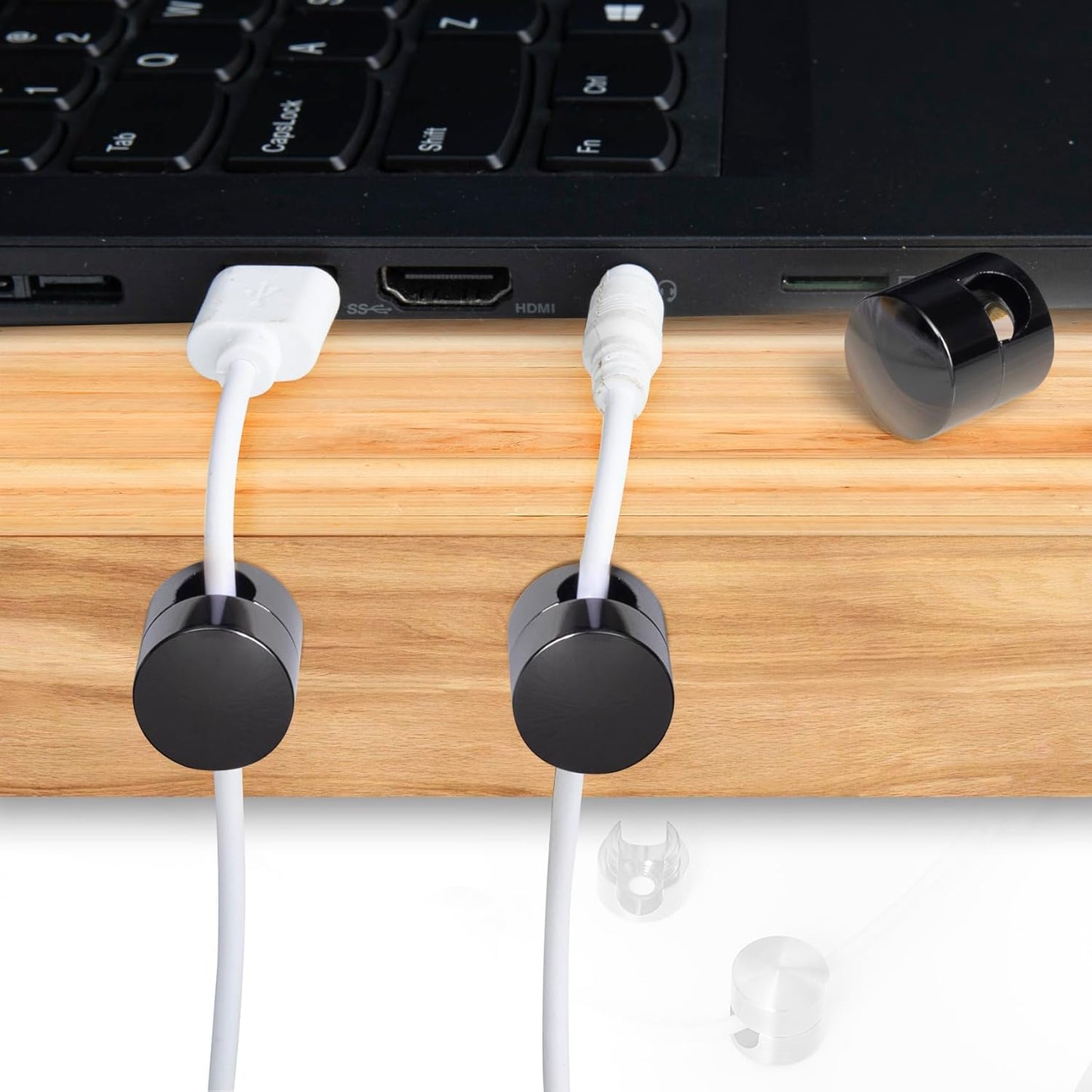 1 Sets Charger Holders for Cords, Black Adjustable Cable Anchor Holders, Adhesive Metal Cord Clips, Cable Management Wire Organizers for Desk, Office, Nightstand