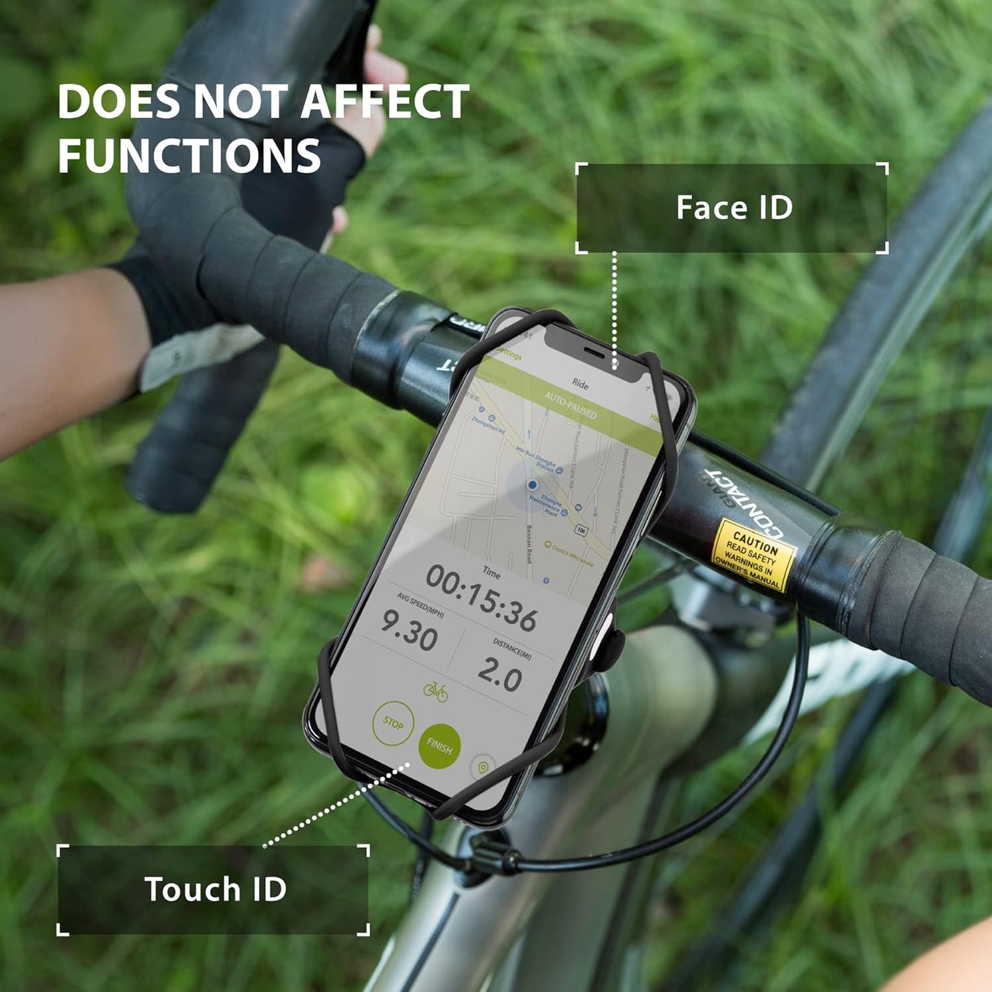 BONE Bike Tie Pro 3, Bike Cell Phone Mount for Stem, Scratch-Free Silicone Holder with Shock-Absorbing Design, Universal Cycling Phone Holder Compatible with Most Smartphones (Black - Stem)