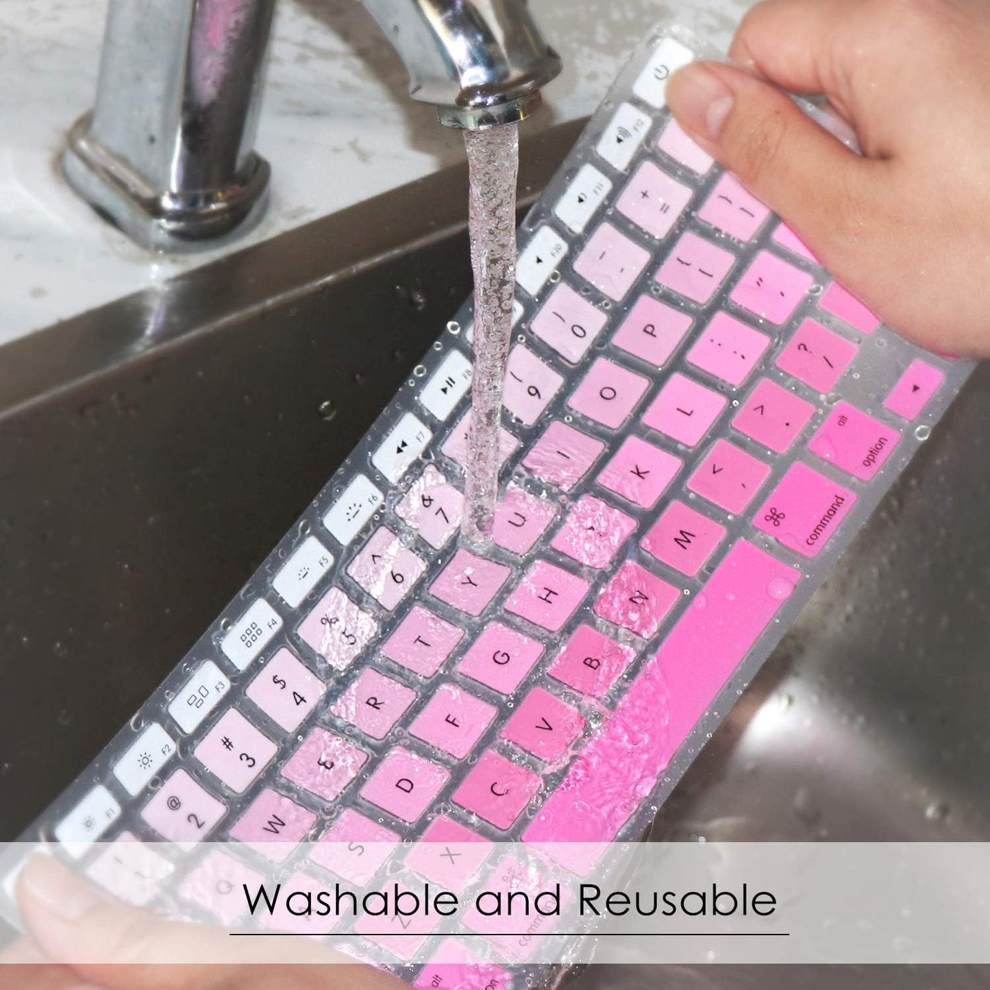 Allinside Pink Ombre Keyboard Cover Skin for MacBook Pro 13" 15" 17" (2015 or Older Version), MacBook Air 13" A1369/A1466, Older iMac Wireless Keyboard MC184LL/B