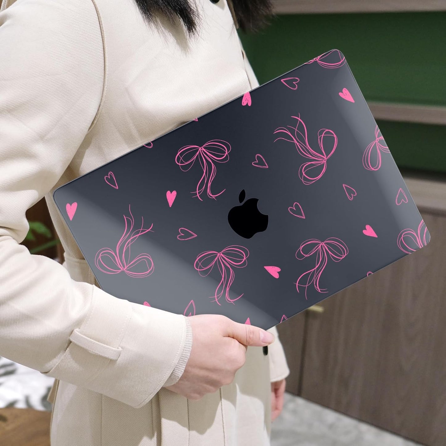 MEEgoodo for MacBook Air 13 inch Case 2021 2020 2019 2018 Released A2337 M1 A2179 A1932 with Touch ID, Plastic Hard Shell & Keyboard Cover Compatible with MacBook Air Case 13.3, Ribbons Bow