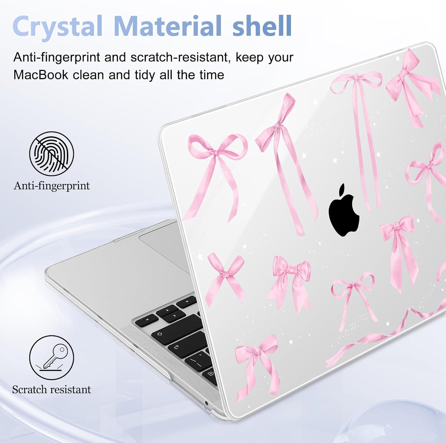 Case for MacBook Pro 13 inch with/Without Touch Bar (2016-2022, M2 A2338 M1 A2289 A2251 A2159 A1989 A1706 A1708), Hard Shell + Keyboard Cover + Dust Plug, Bowknot
