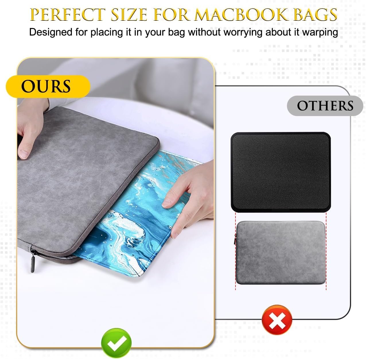 JIKIOU 3 Pack Mouse Pad with Stitched Edge, Comfortable Mouse Pads with Non-Slip Rubber Base, Washable Mousepads Bulk with Lycra Cloth, Mouse Pads for Computers Laptop Mouse 10.2x8.3x0.12in Blue Wave