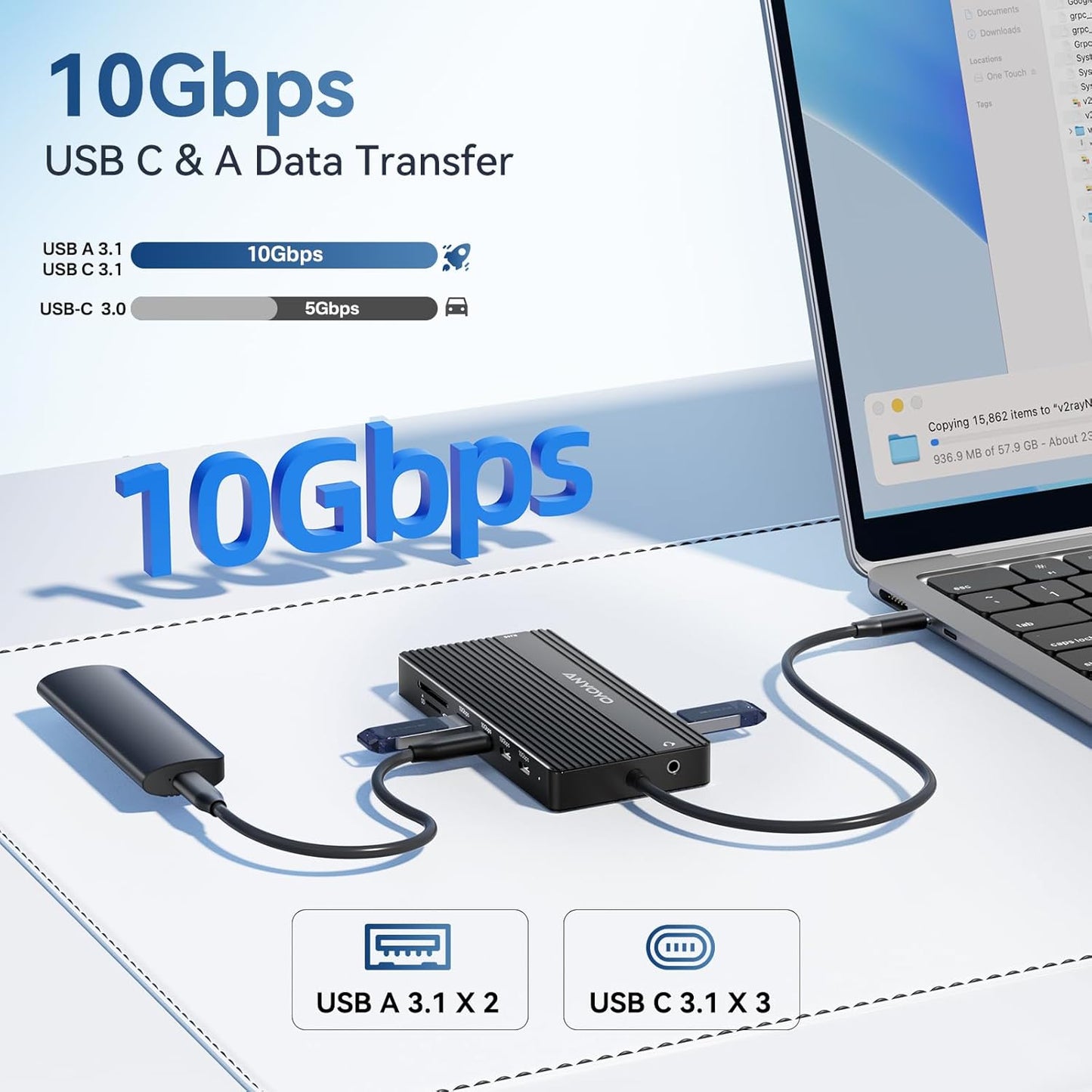 USB C Hub USB C Docking Station Dual Monitor14-IN-1 Triple Display Multiport Adapter with 2*HDMI +DP + 5*USB-A/C 10Gbps Ports+Ethernet+SD/TF Laptop Docking Station for HP/Dell/Lenovo/Thinkpad (Black)